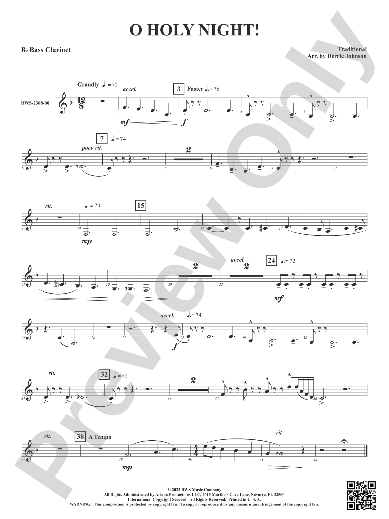 O Holy Night!: Bass Clarinet