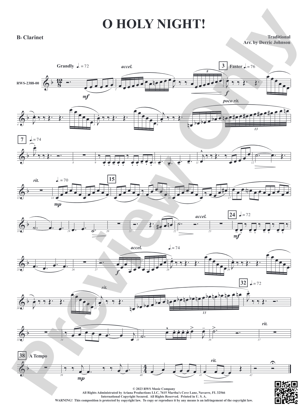 O Holy Night!: 1st B-flat Clarinet