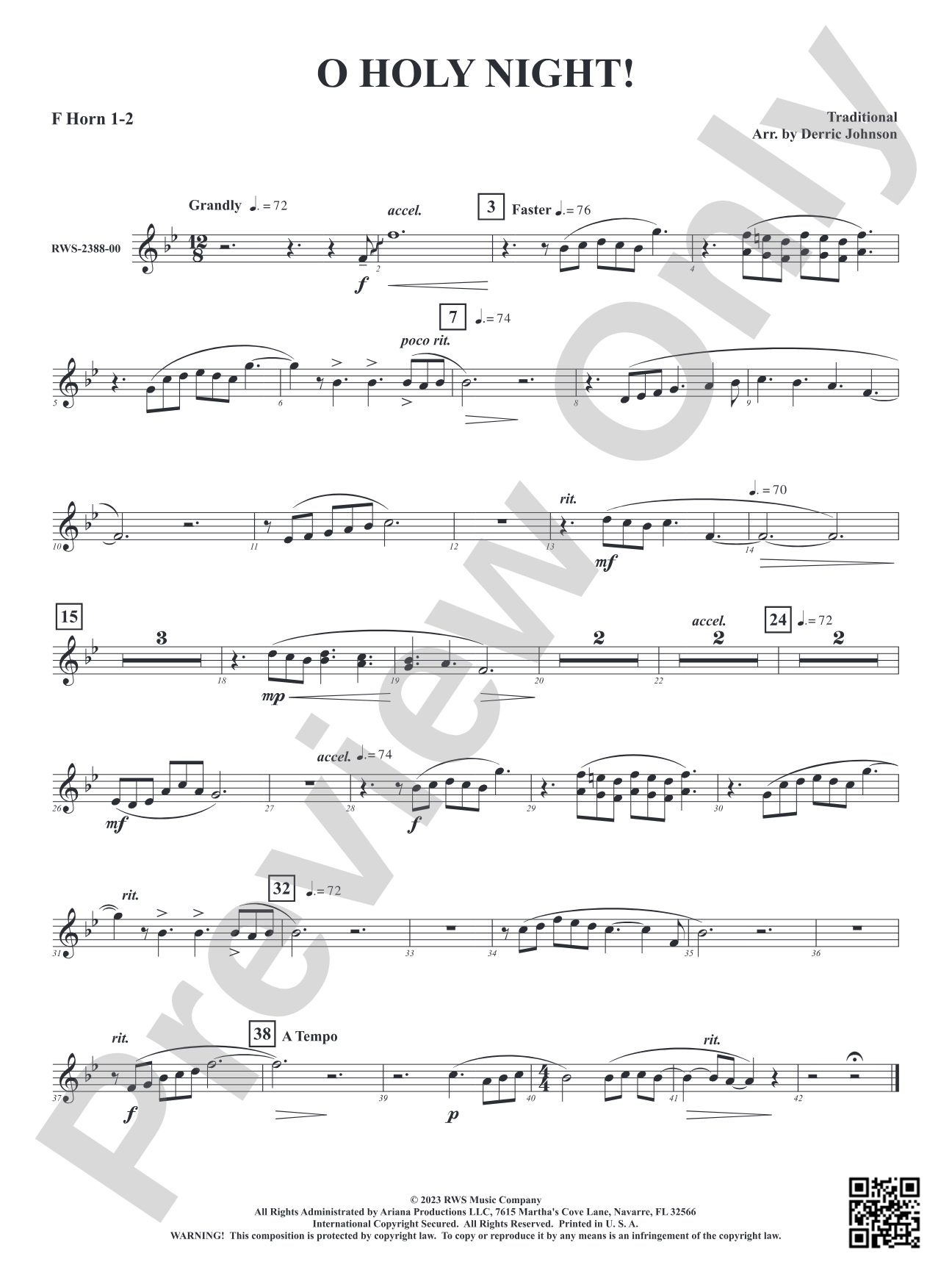 O Holy Night!: 1st & 2nd F Horns