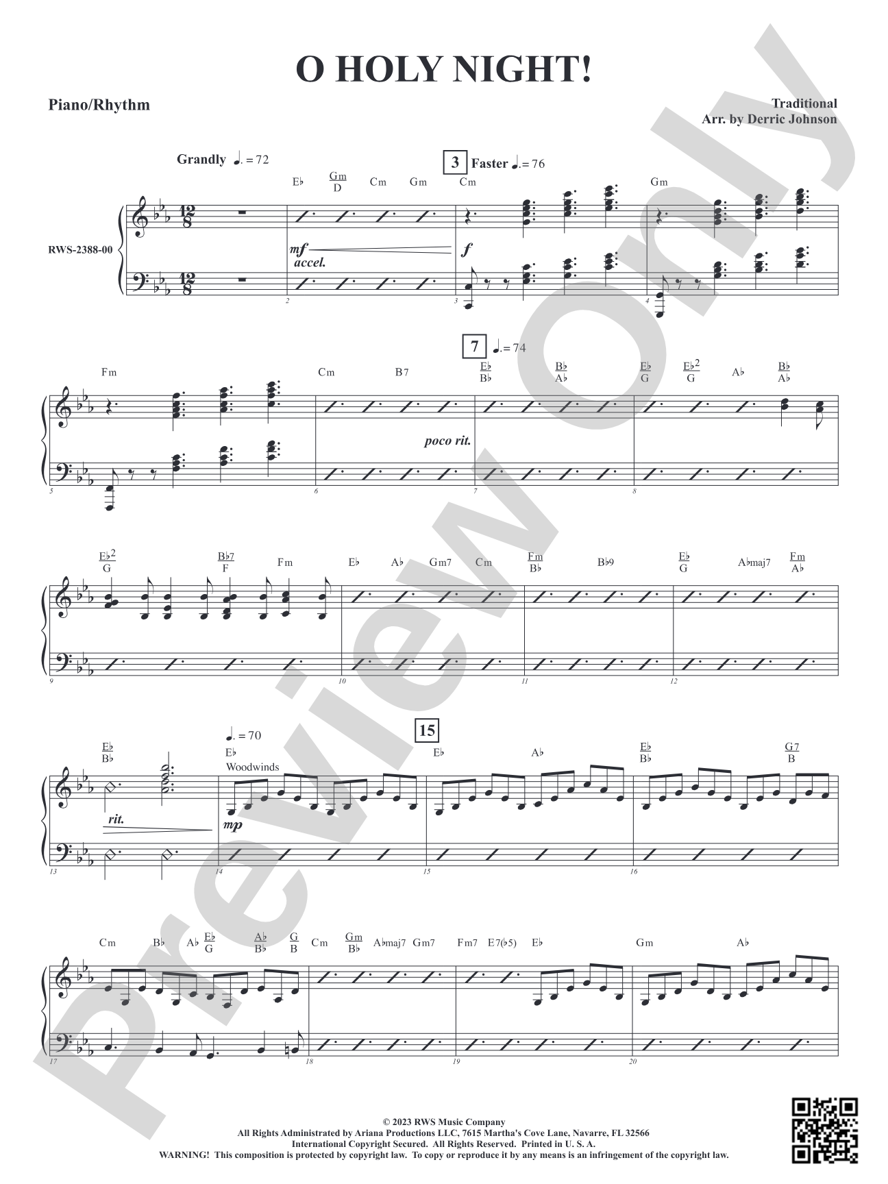 O Holy Night!: Piano/Rhythm