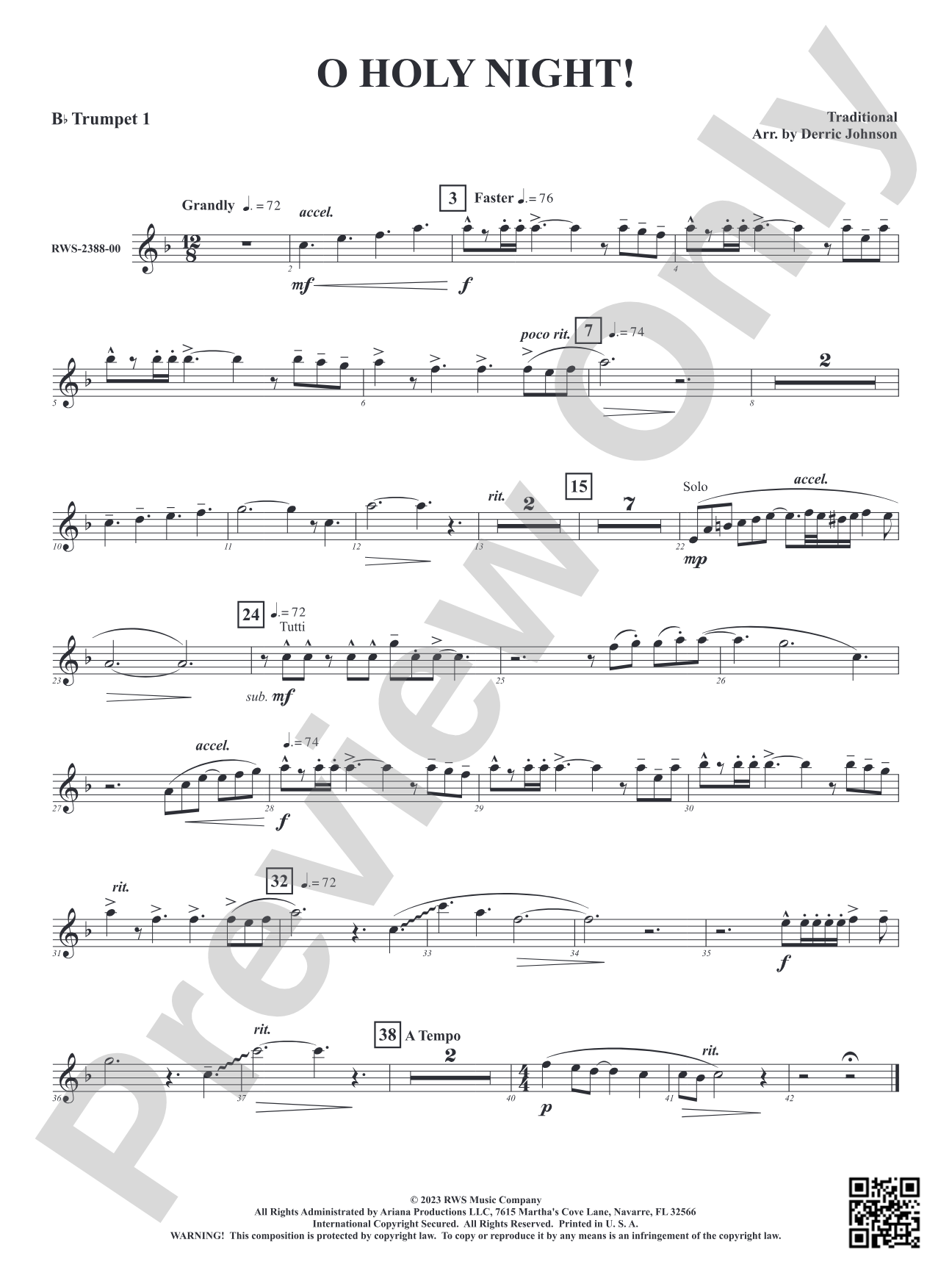 O Holy Night!: 1st B-flat Trumpet