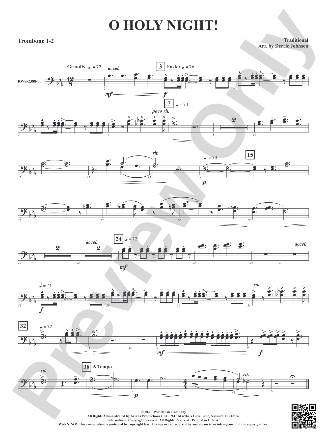 O Holy Night!: 1st & 2nd Trombones