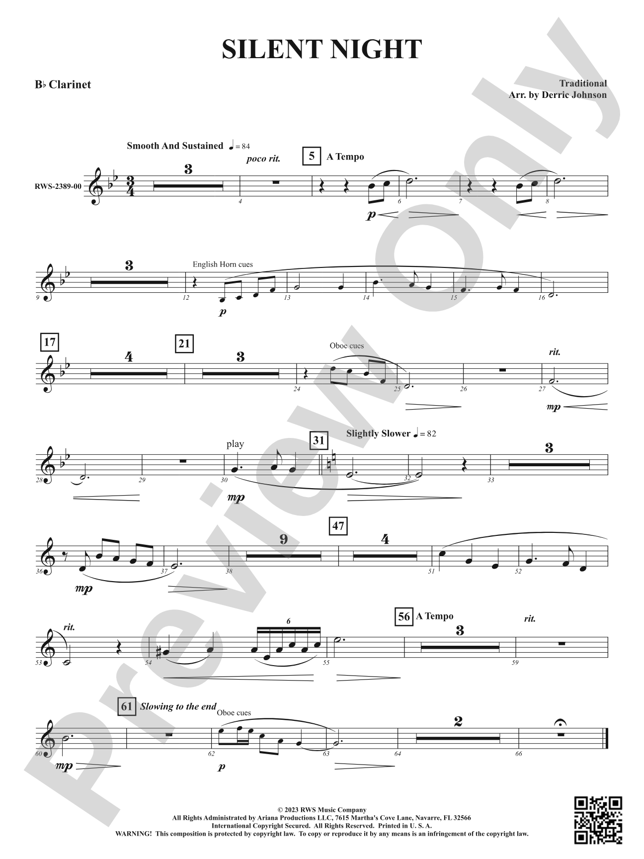 Silent Night: 1st B-flat Clarinet
