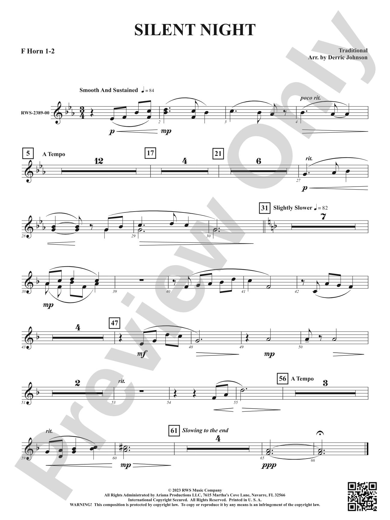 Silent Night: 1st & 2nd F Horns