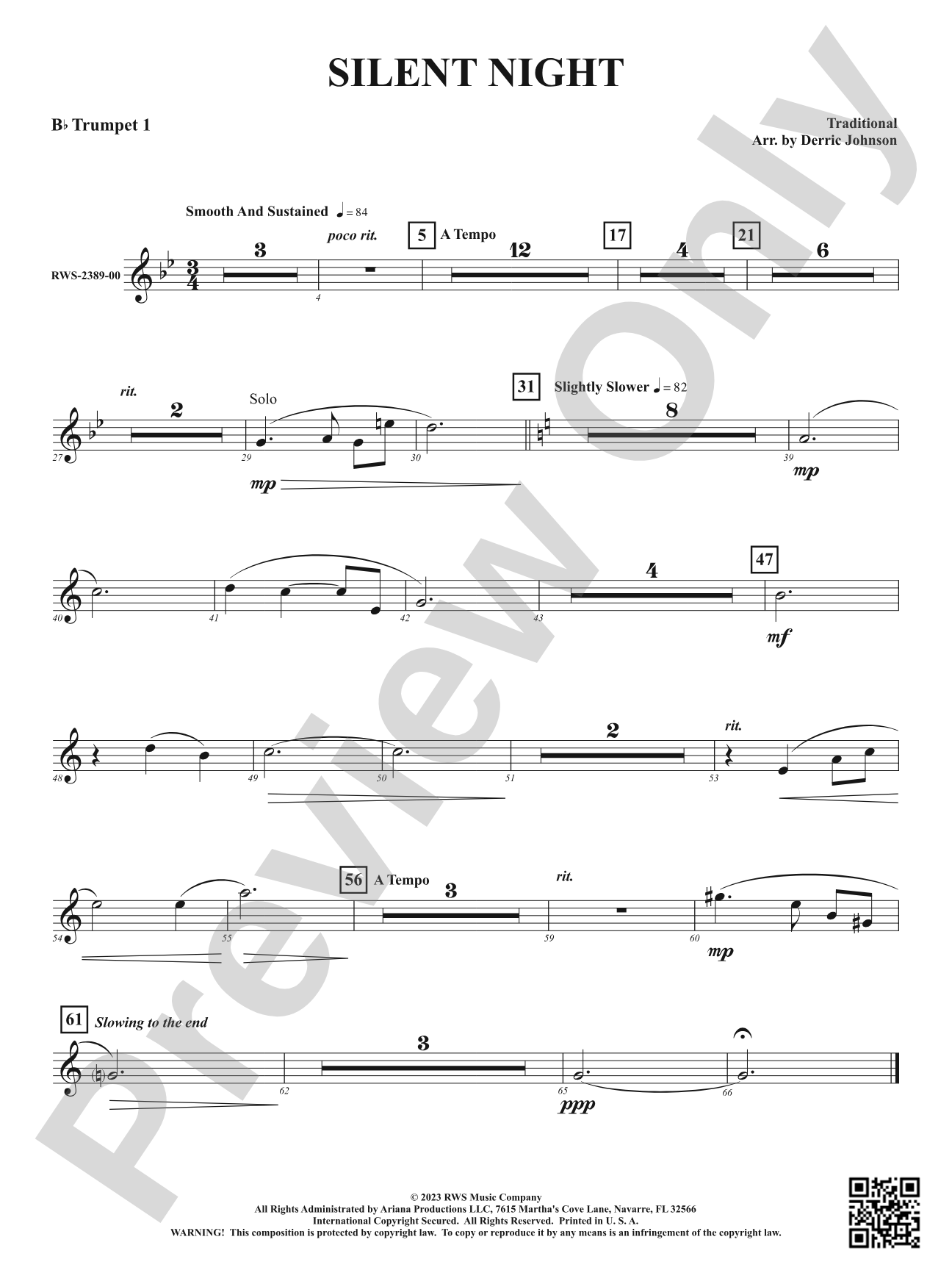 Silent Night: 1st B-flat Trumpet