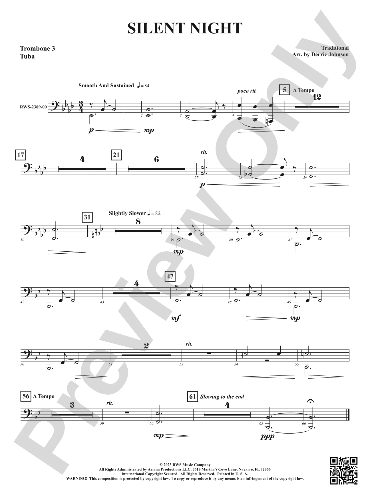 Silent Night: Trombone 3/Tuba