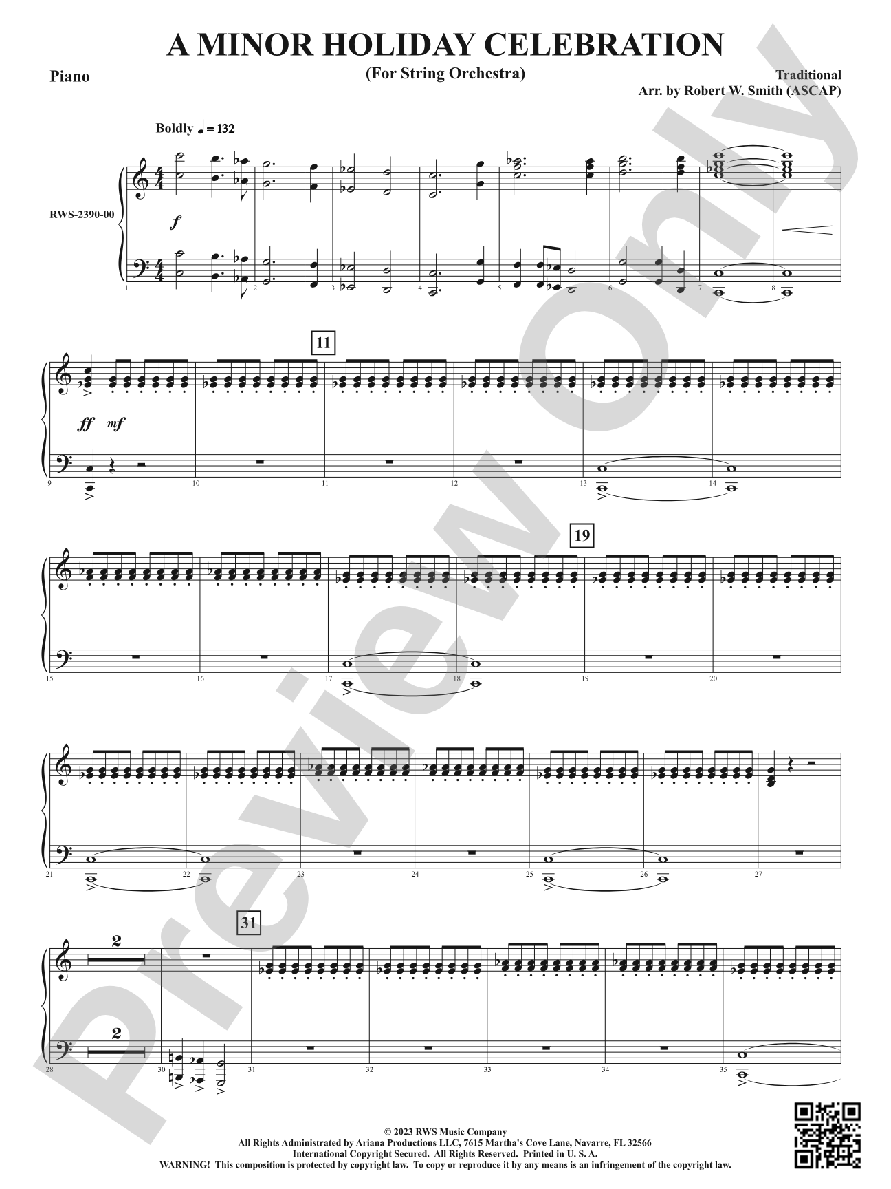 A Minor Holiday Celebration - For String Orchestra: Piano Accompaniment