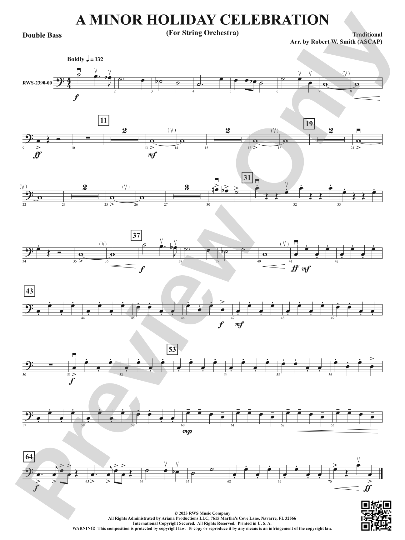 A Minor Holiday Celebration - For String Orchestra: String Bass