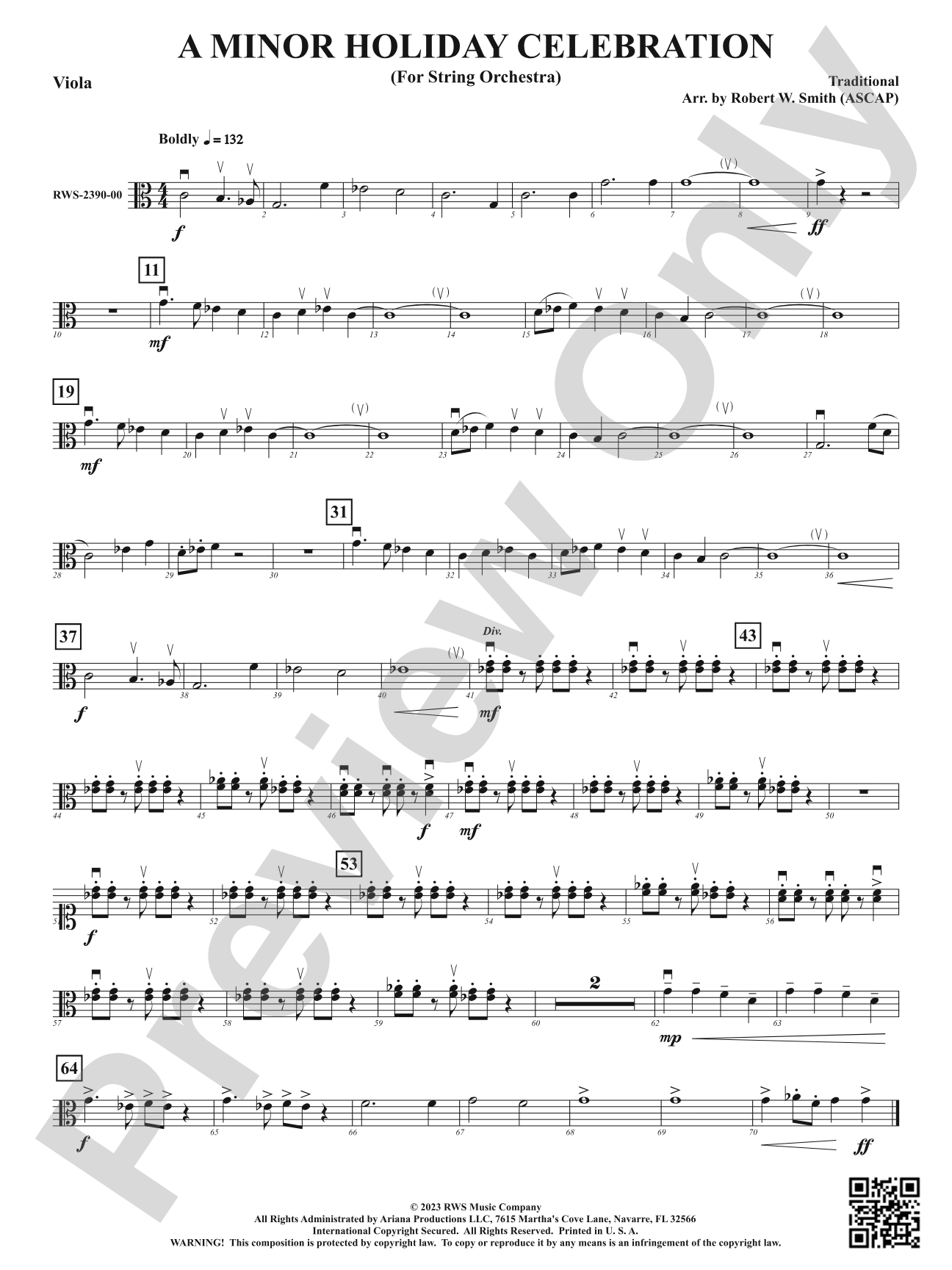 A Minor Holiday Celebration - For String Orchestra: Viola