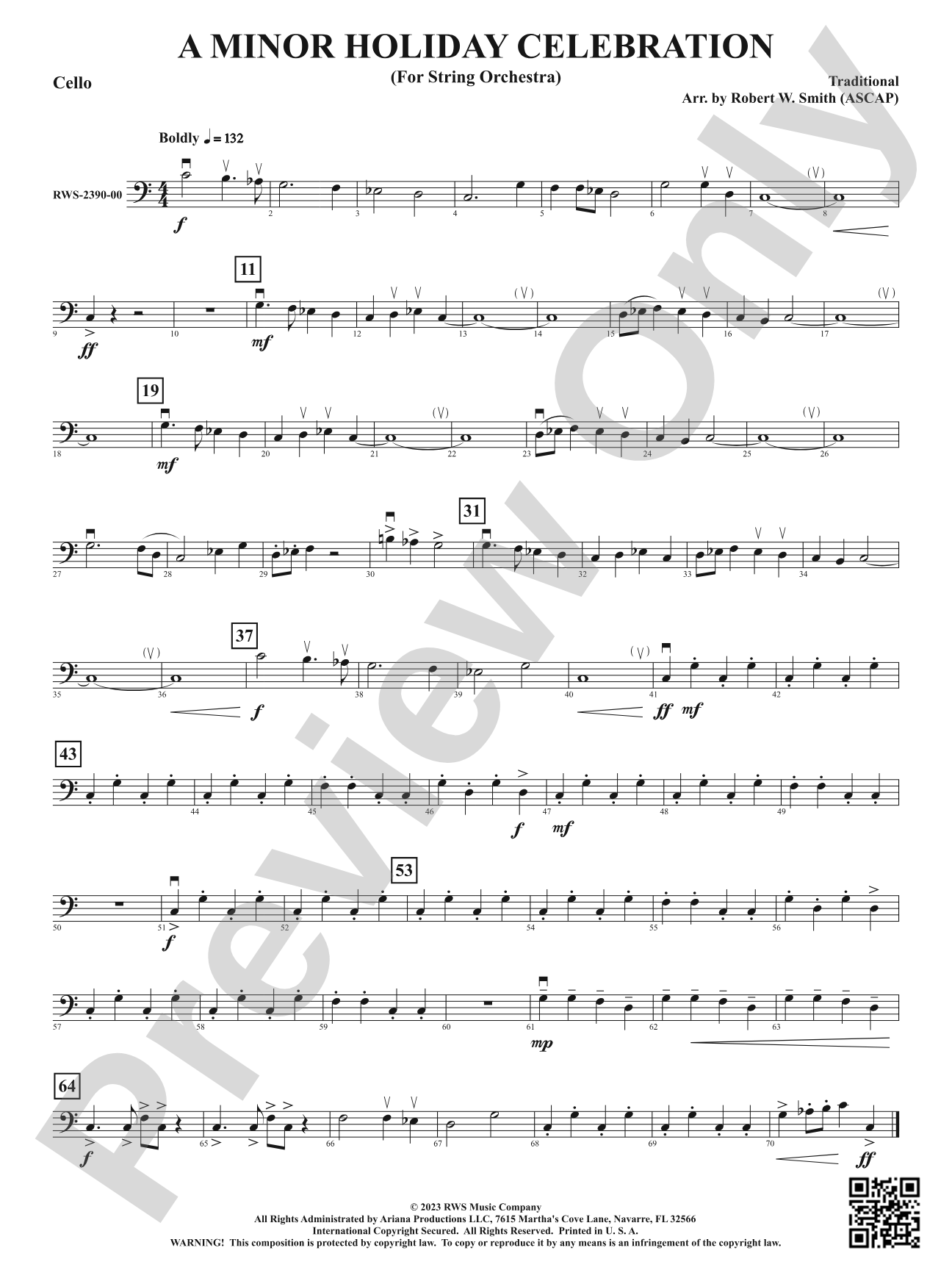 A Minor Holiday Celebration - For String Orchestra: Cello