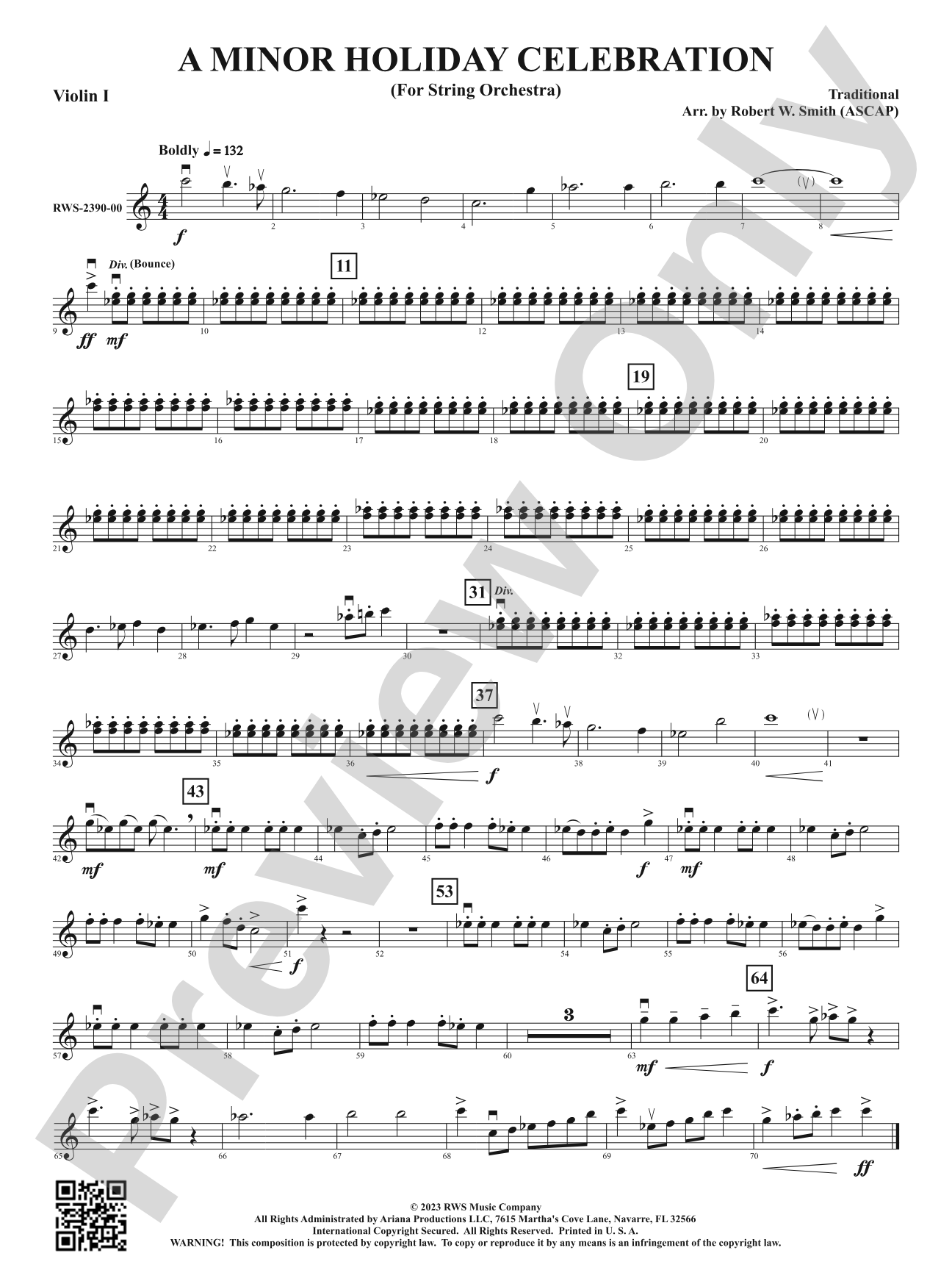 A Minor Holiday Celebration - For String Orchestra: 1st Violin