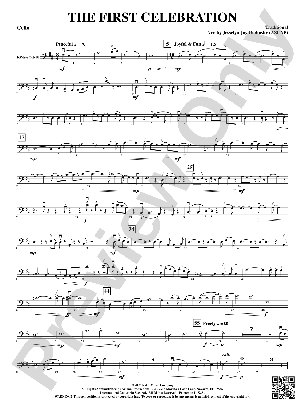 The First Celebration: Cello