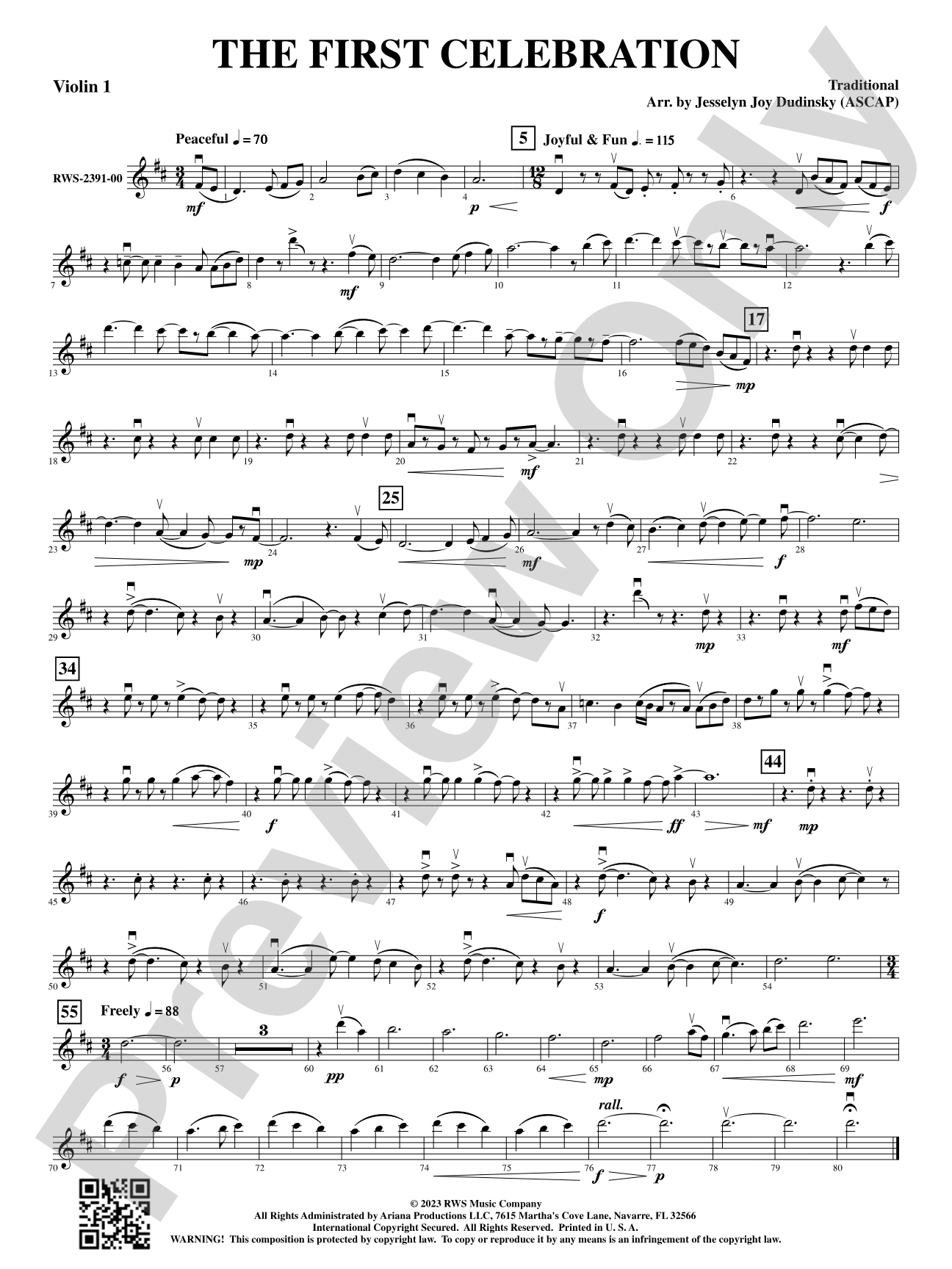 The First Celebration: 1st Violin