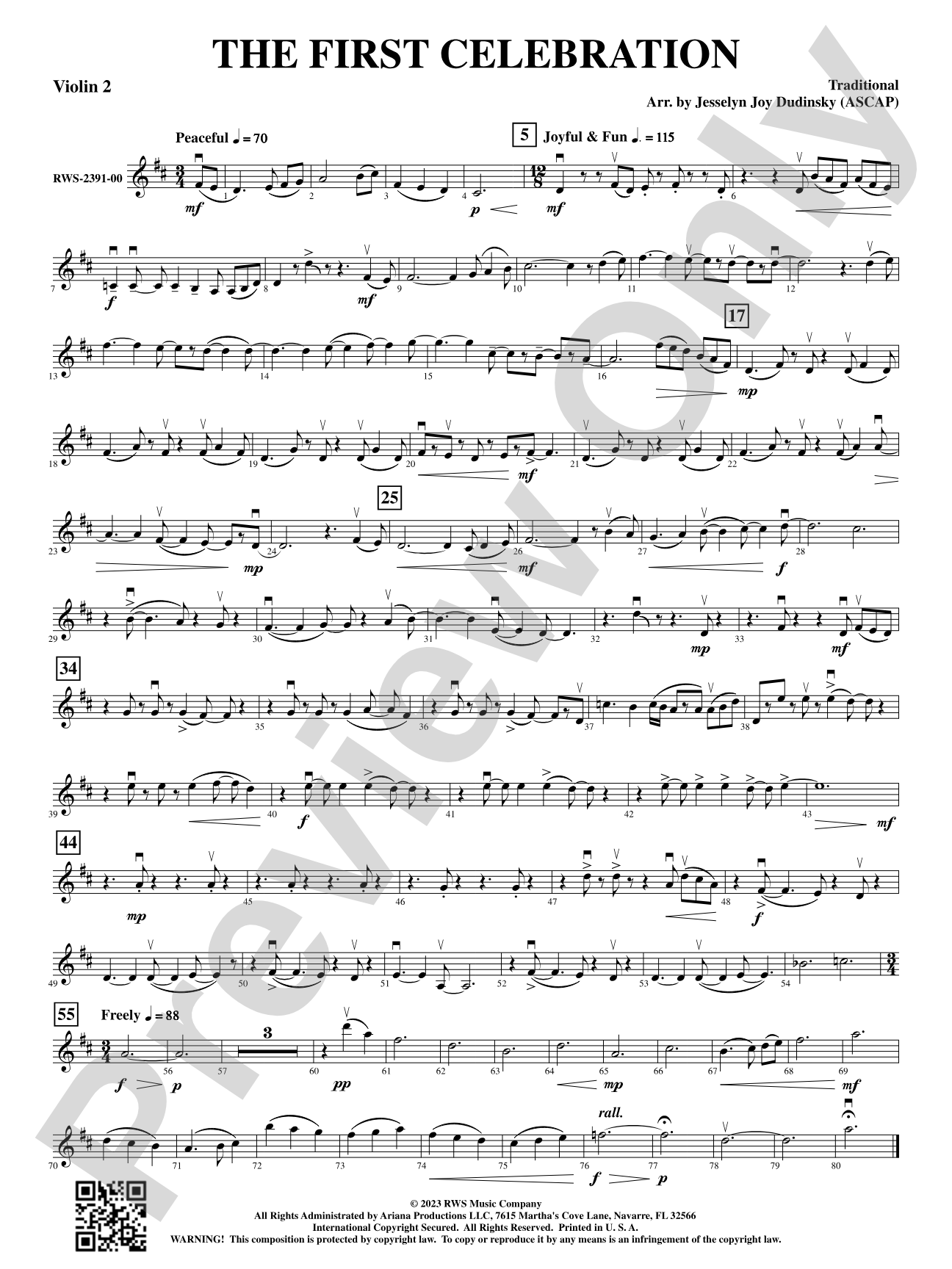 The First Celebration: 2nd Violin