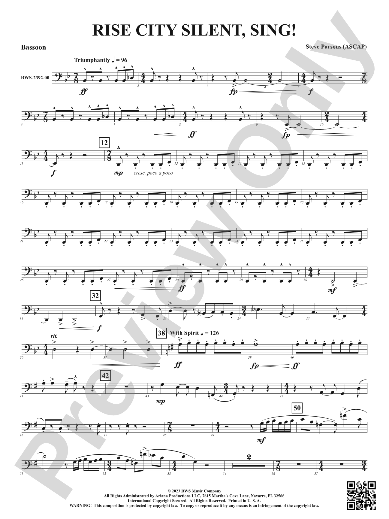 Rise City Silent, Sing!: Bassoon