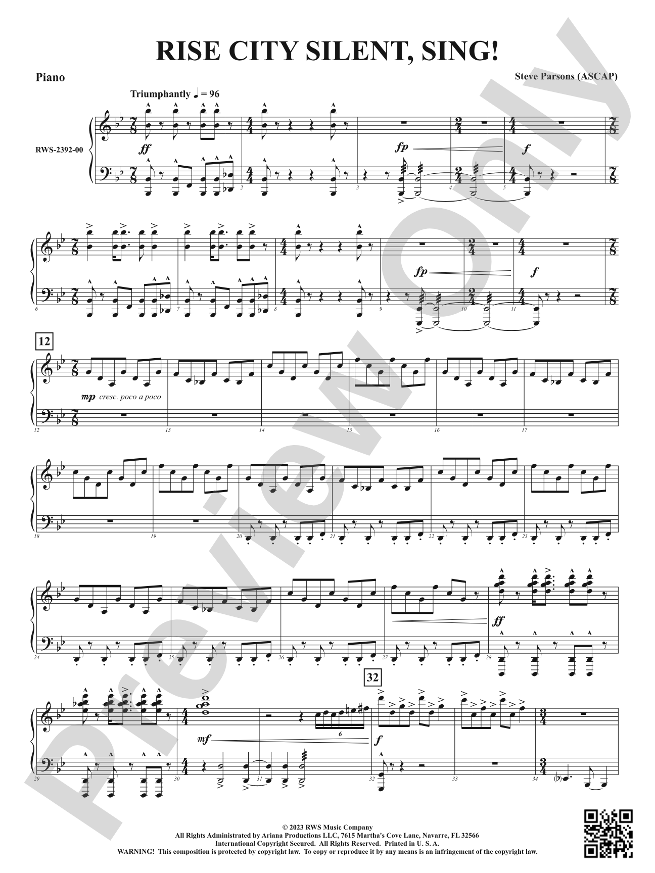 Rise City Silent, Sing!: Piano Accompaniment