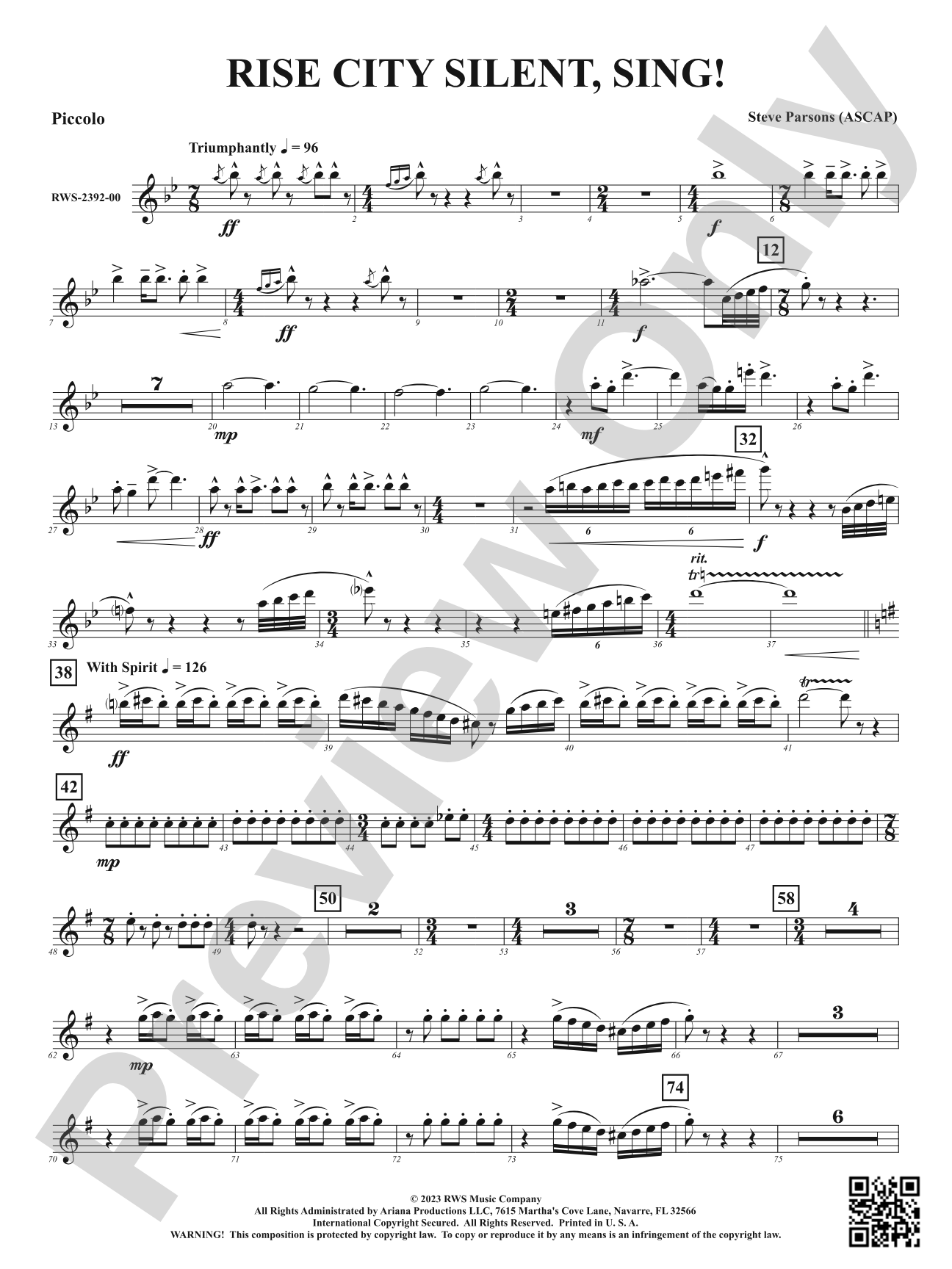 Rise City Silent, Sing!: Piccolo