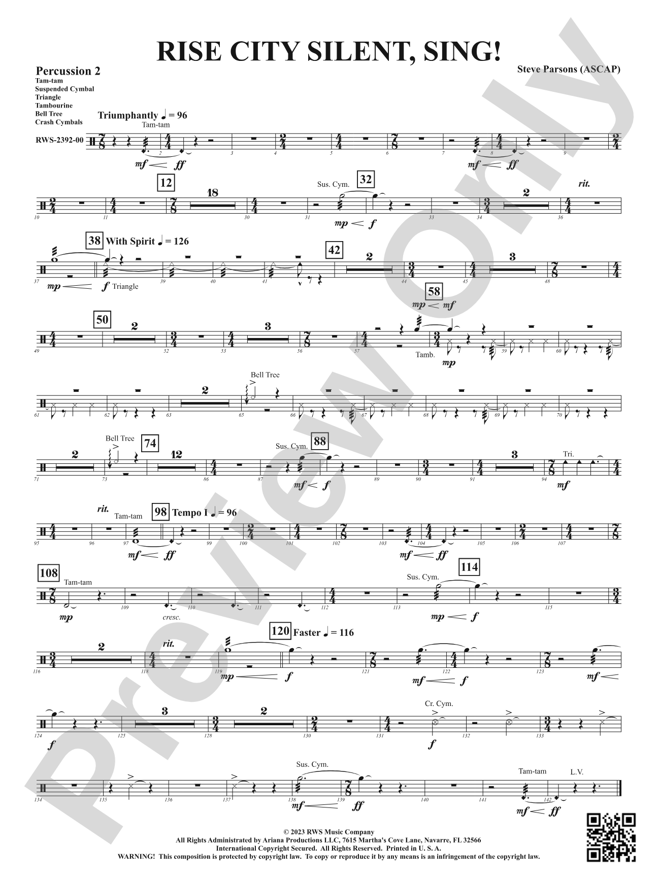 Rise City Silent, Sing!: 2nd Percussion