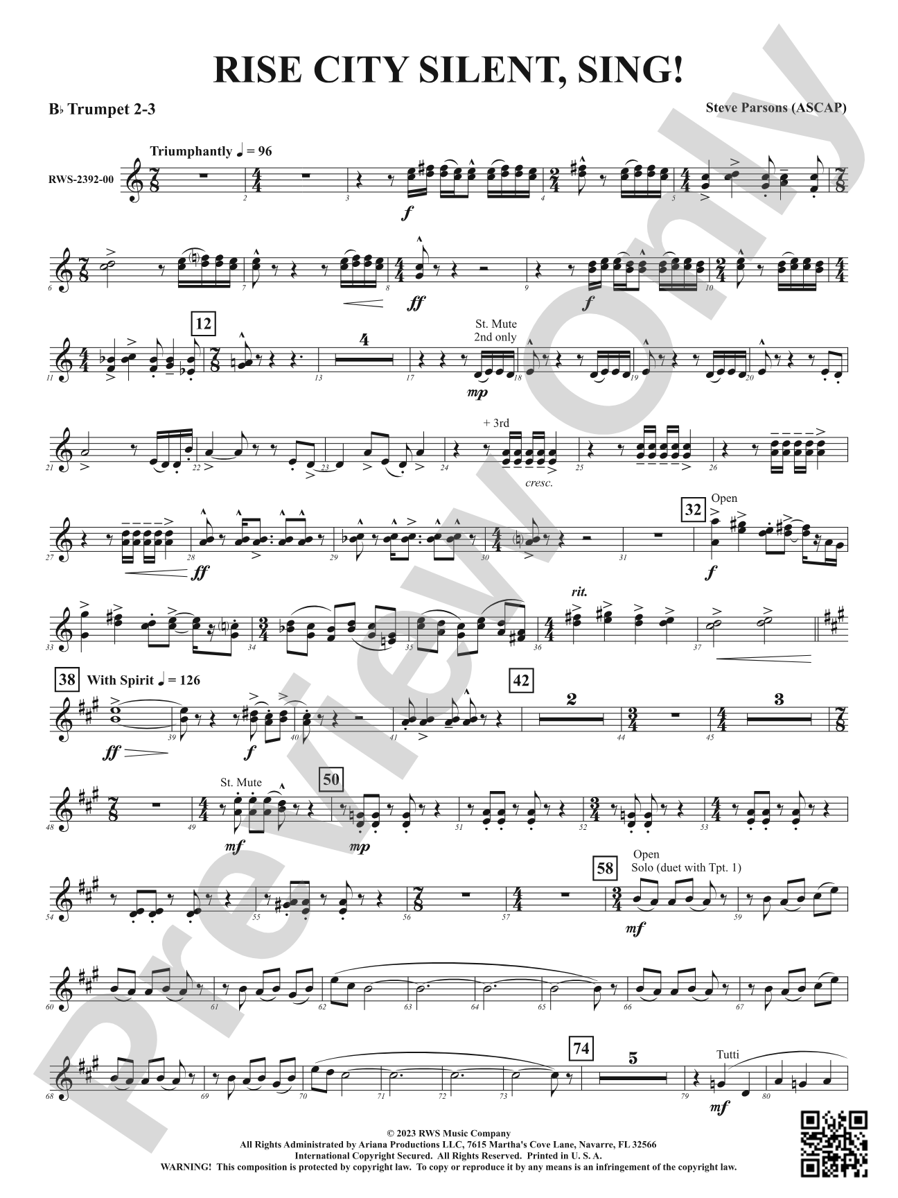 Rise City Silent, Sing!: 2nd & 3rd Trumpet