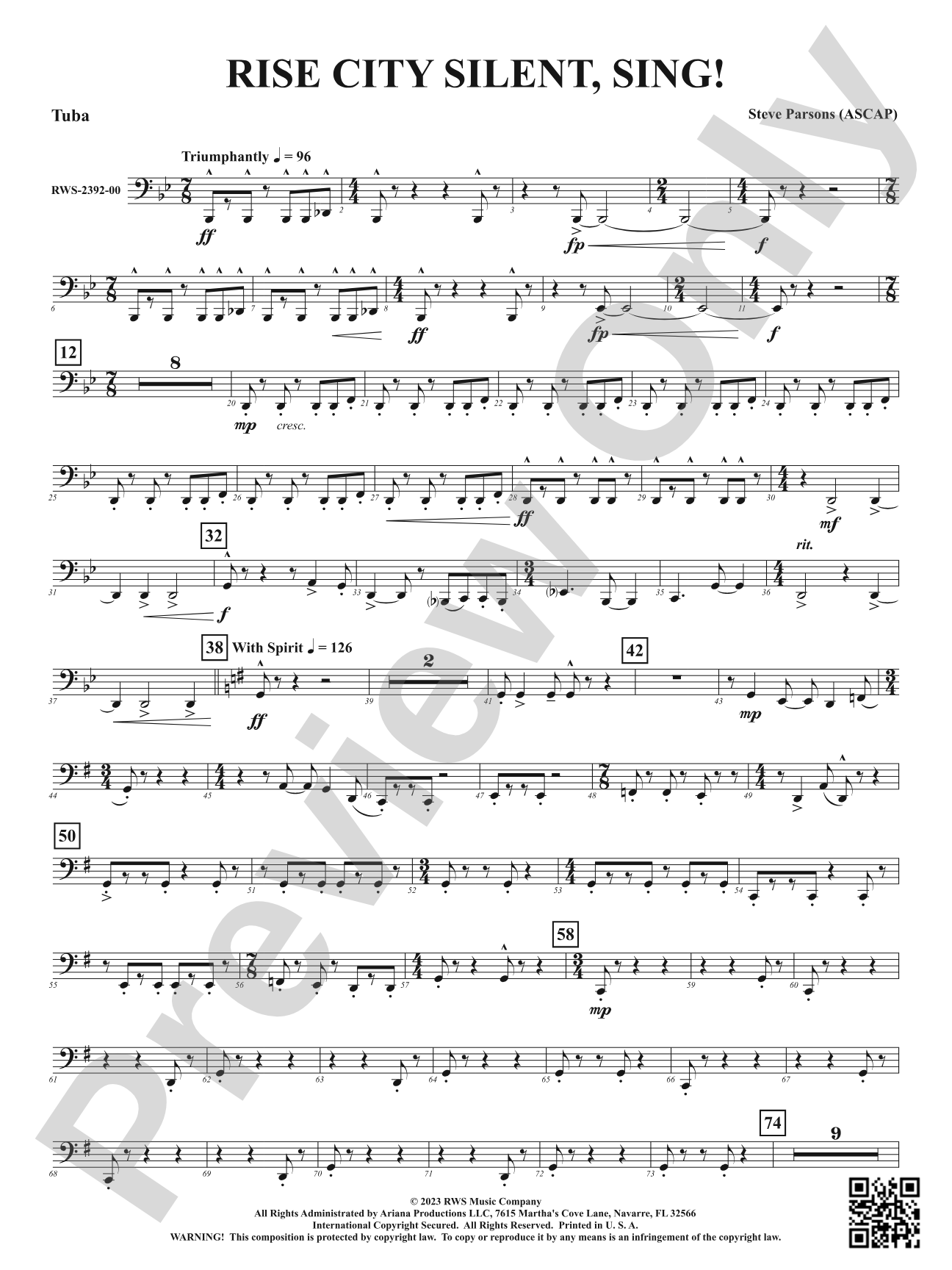 Rise City Silent, Sing!: Tuba