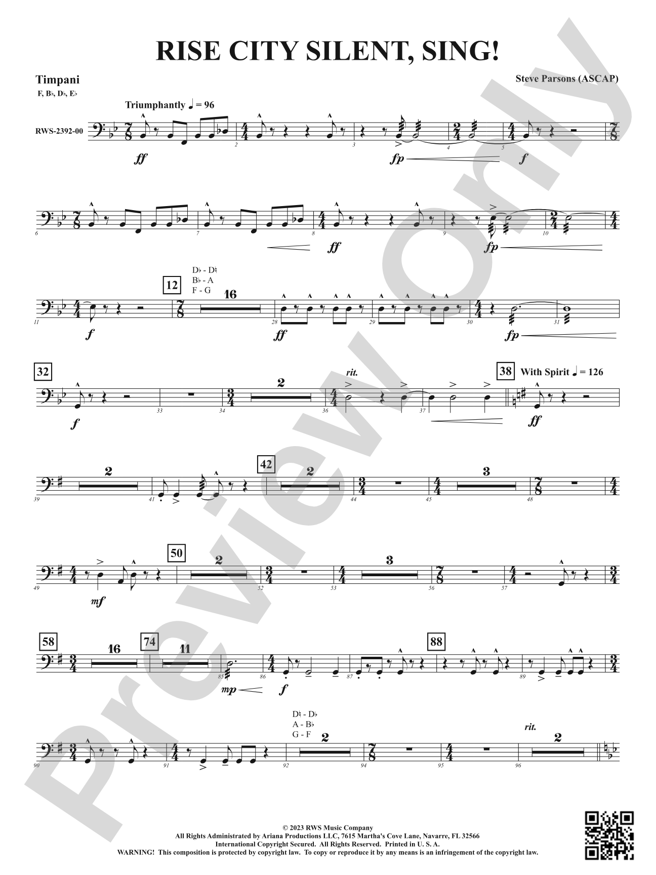 Rise City Silent, Sing!: Timpani