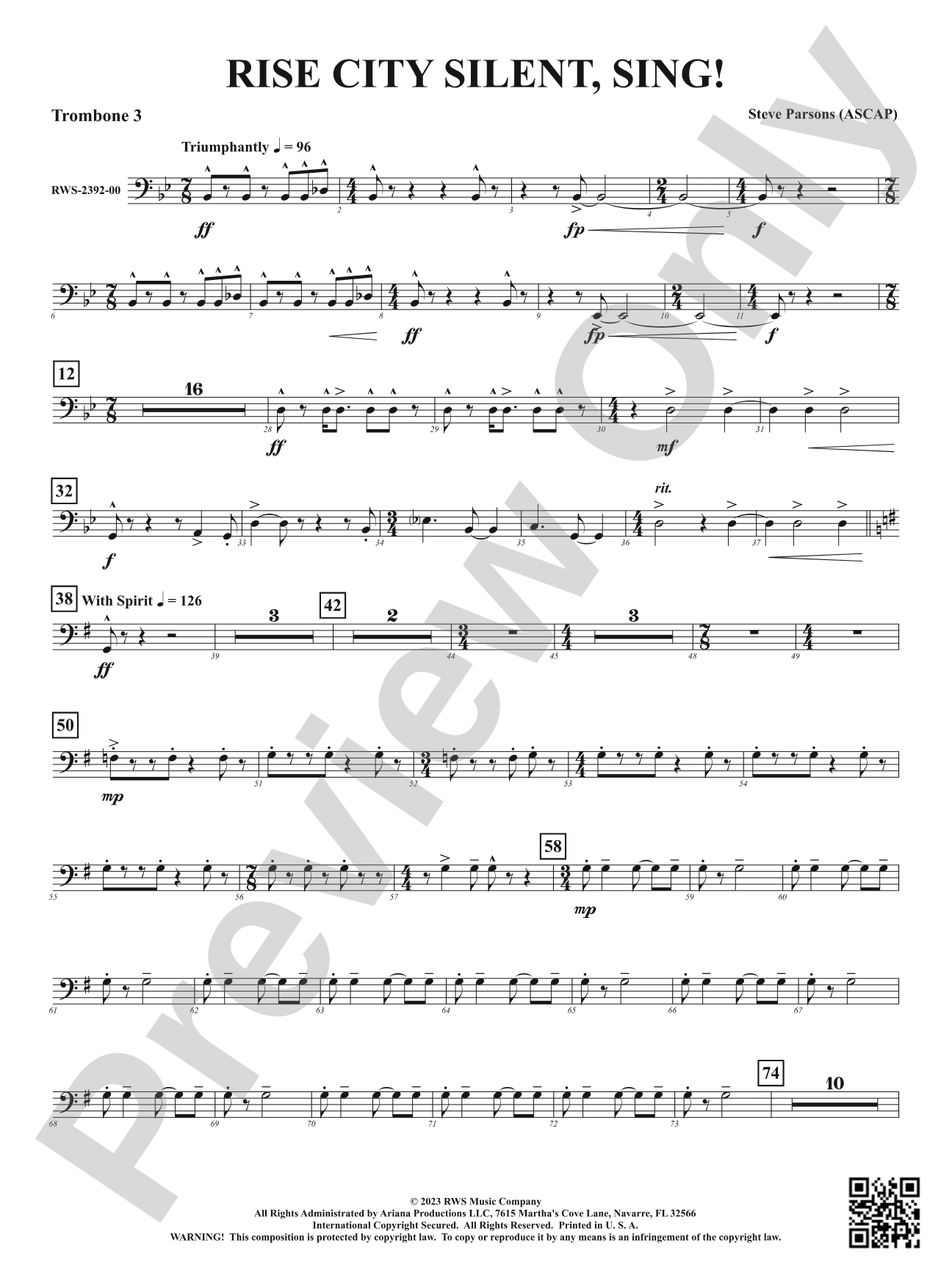 Rise City Silent, Sing!: 3rd Trombone