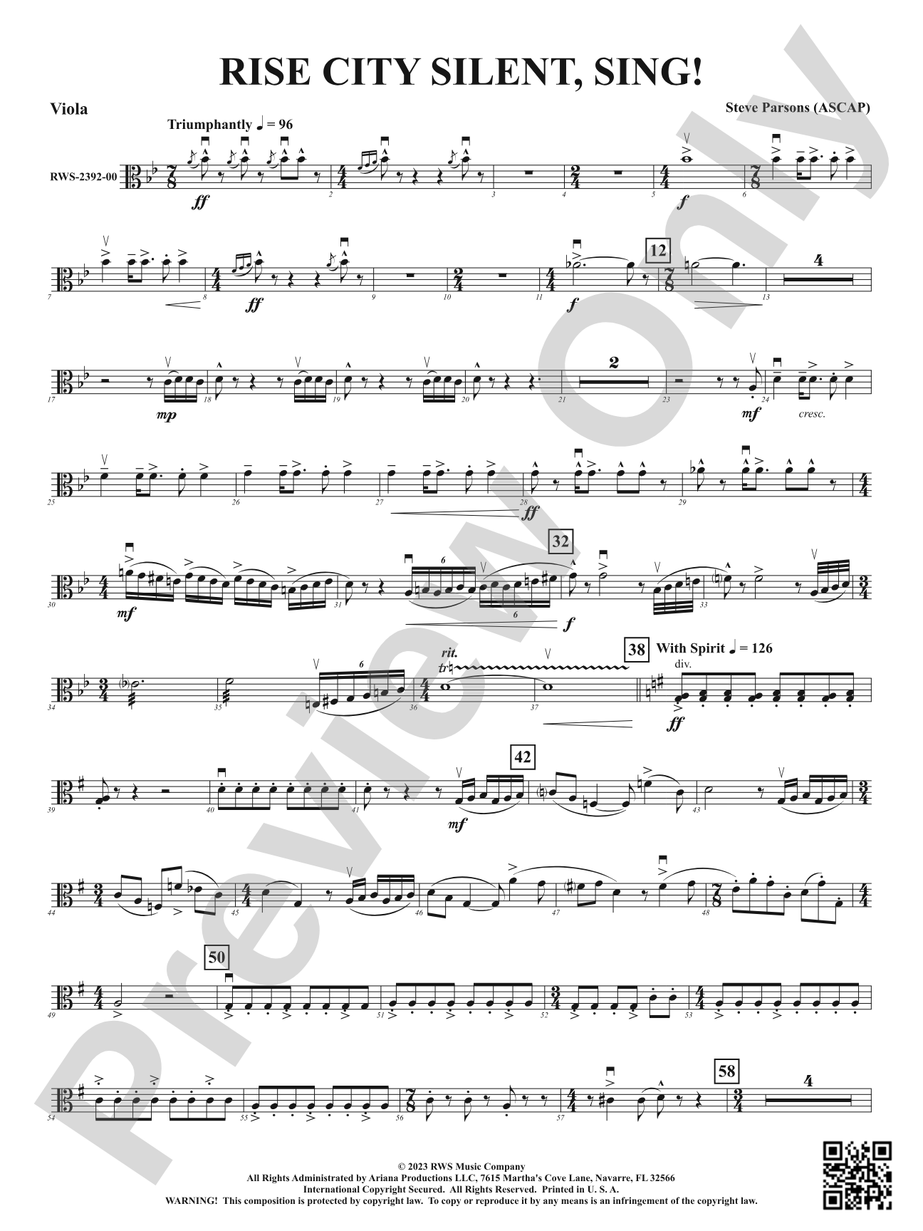 Rise City Silent, Sing!: Viola