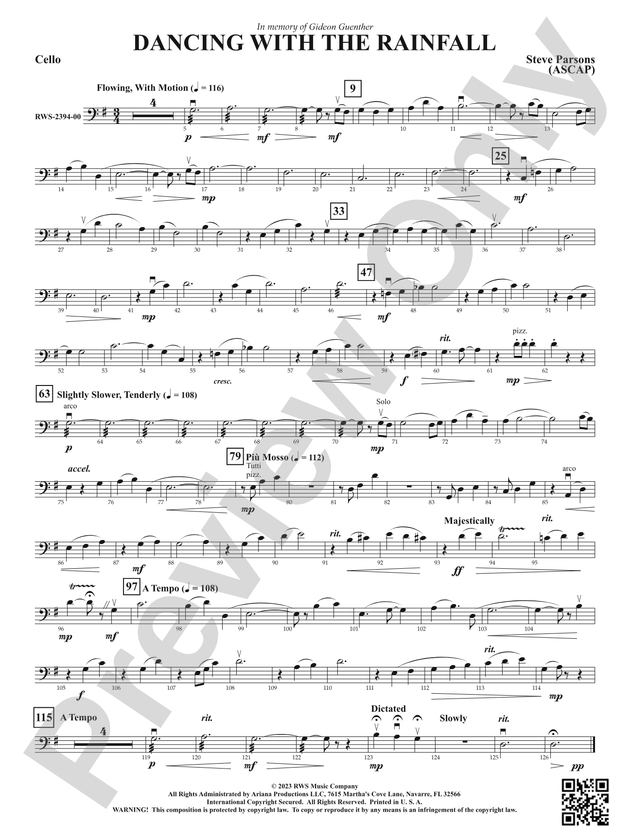 Dancing with the Rainfall: Cello
