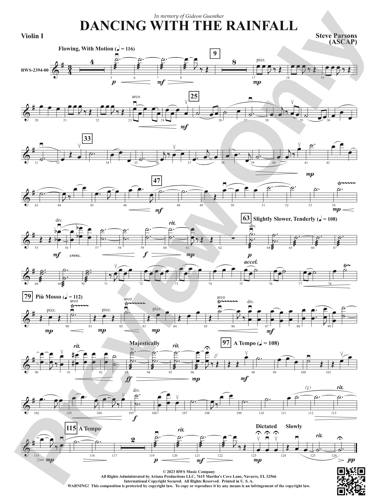 Dancing with the Rainfall: 1st Violin