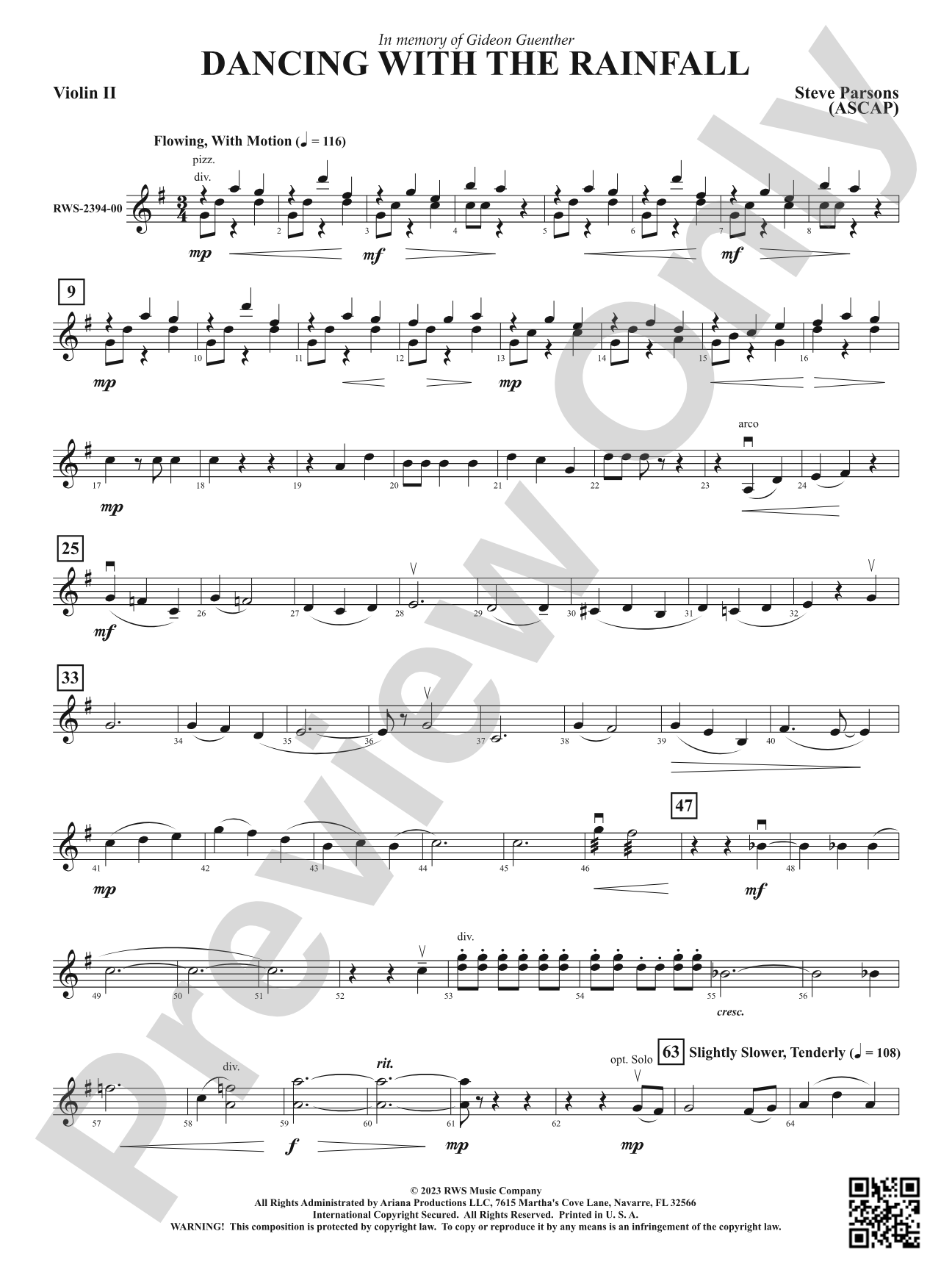 Dancing with the Rainfall: 2nd Violin