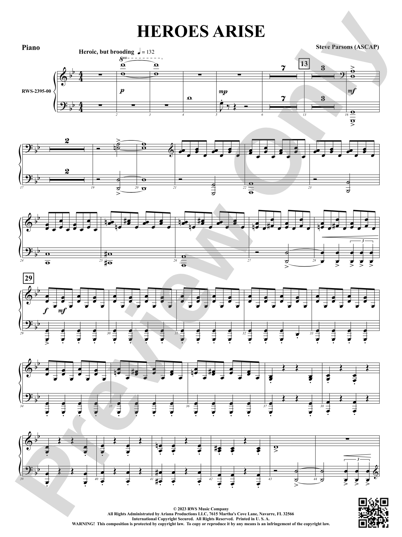 Heroes Arise: Piano Accompaniment