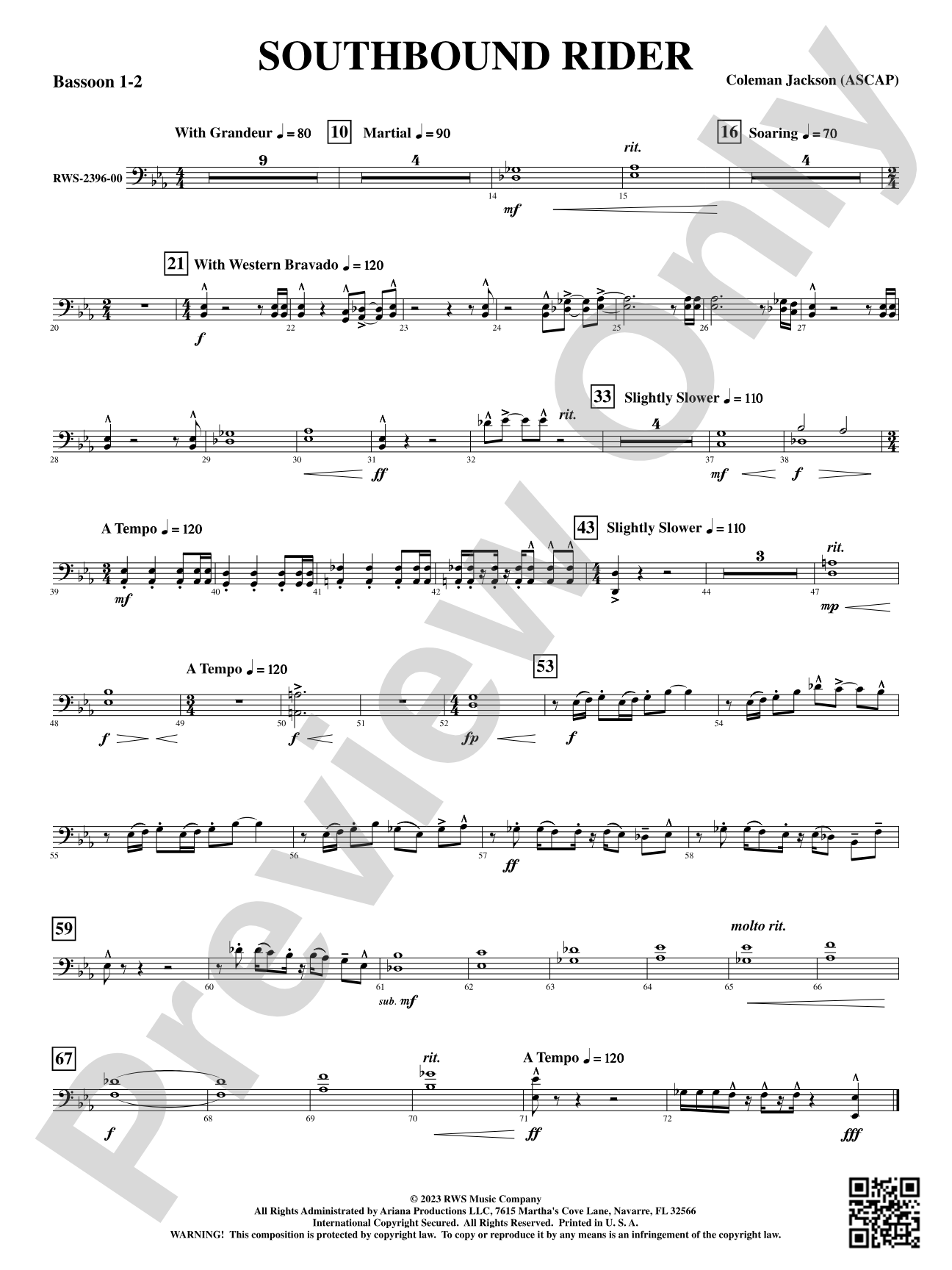 Southbound Rider: 1st & 2nd Bassoon