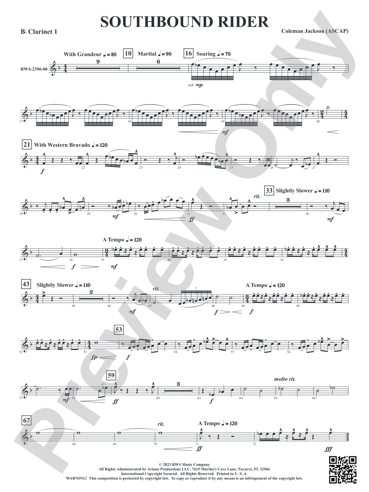 Southbound Rider: 1st B-flat Clarinet