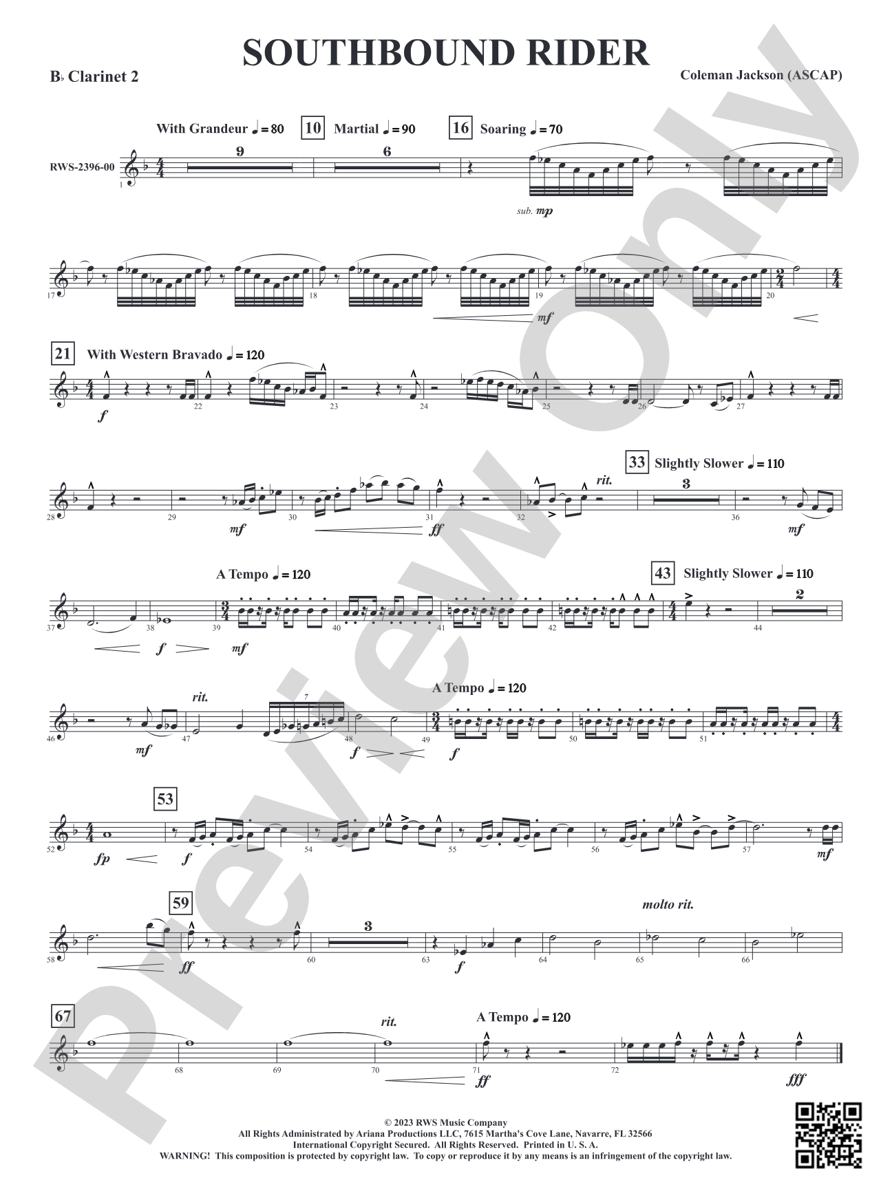 Southbound Rider: 2nd B-flat Clarinet