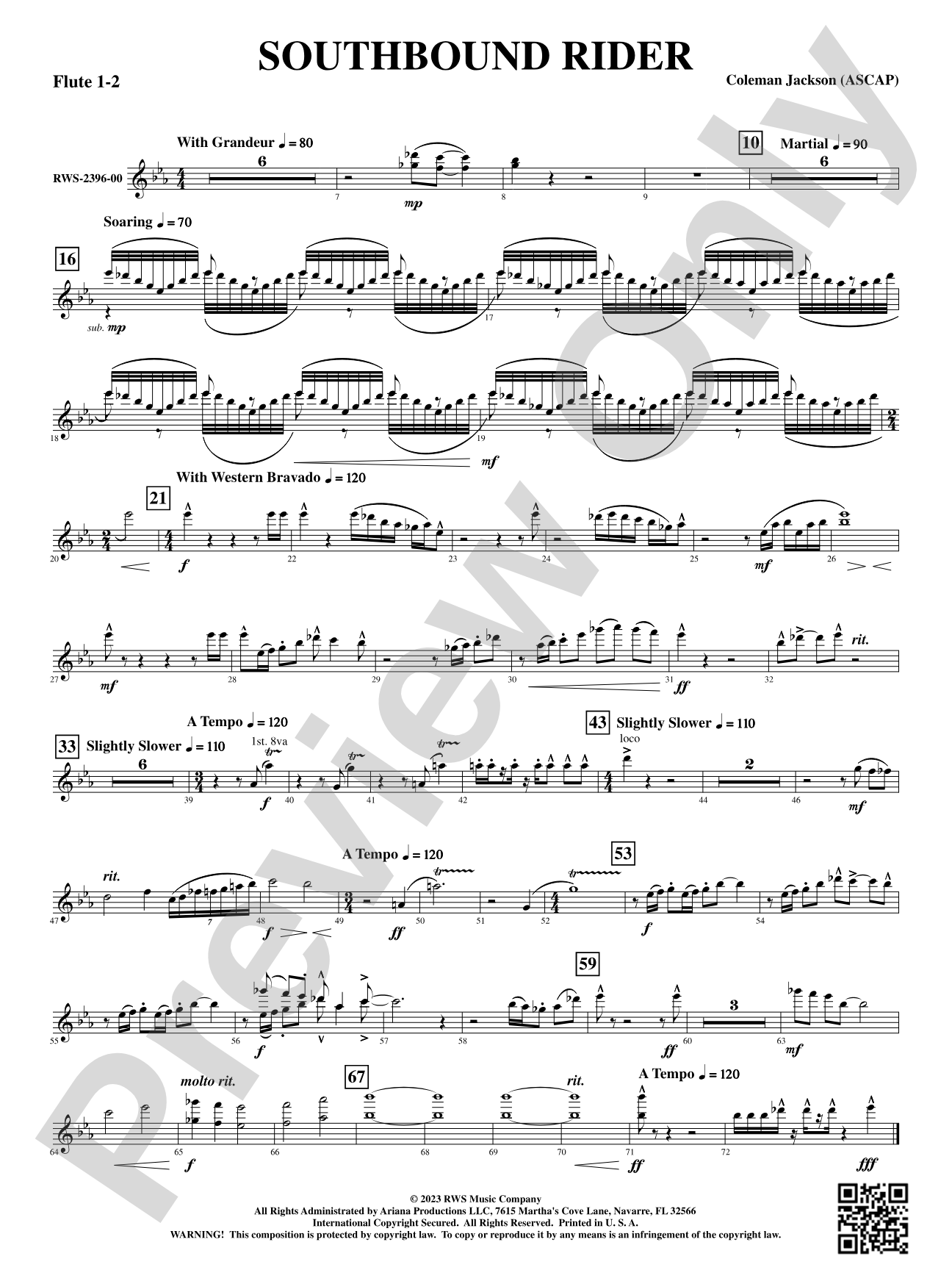 Southbound Rider: 1st & 2nd Flute