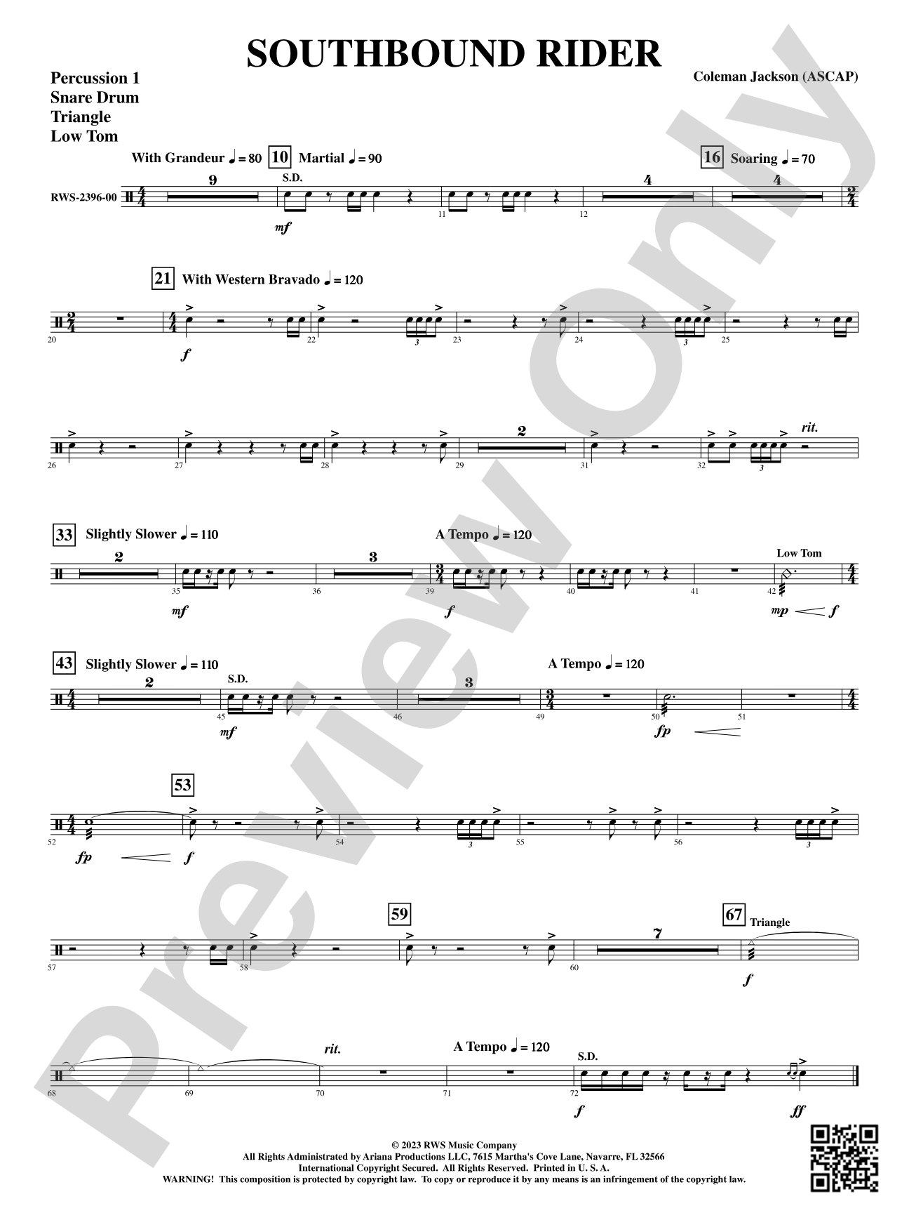 Southbound Rider: 1st Percussion