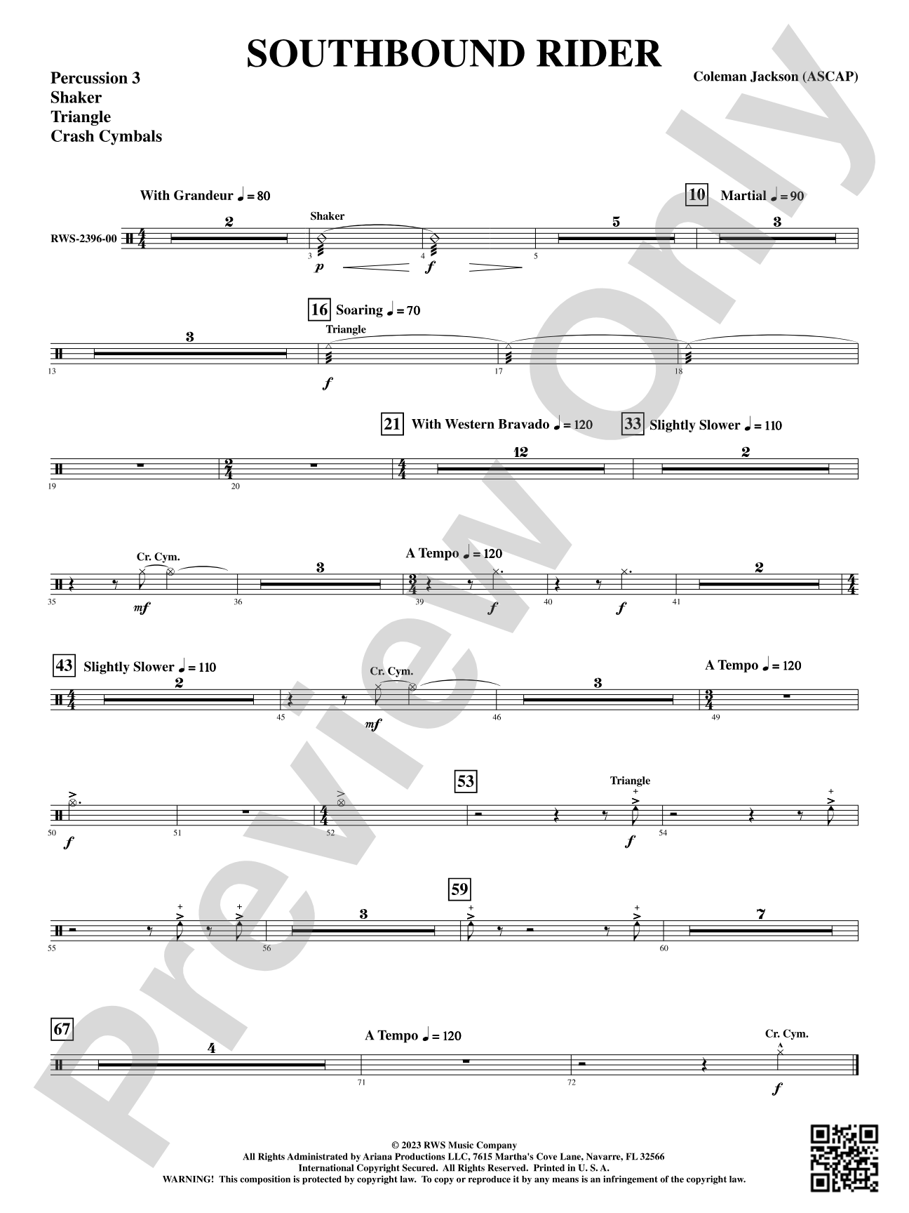 Southbound Rider: 3rd Percussion