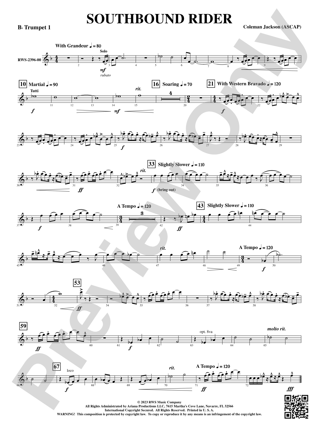 Southbound Rider: 1st B-flat Trumpet