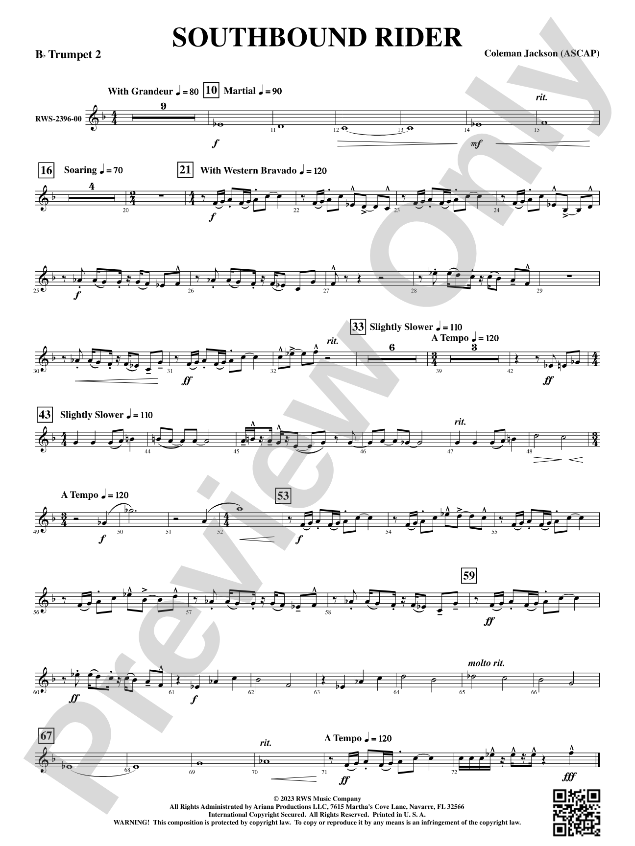 Southbound Rider: 2nd B-flat Trumpet