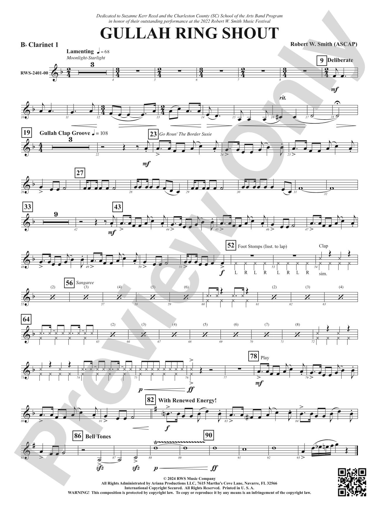 Gullah Ring Shout: 1st B-flat Clarinet