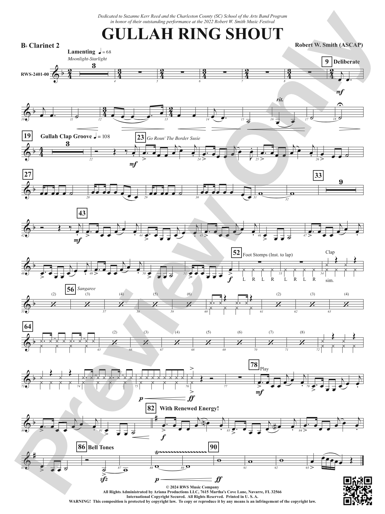 Gullah Ring Shout: 2nd B-flat Clarinet