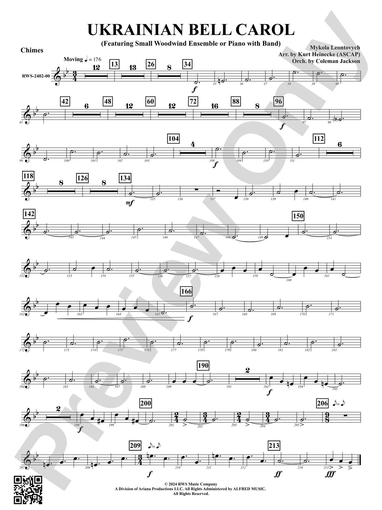 Ukrainian Bell Carol (Featuring a Small Woodwind Ensemble or Piano with Band): Chimes