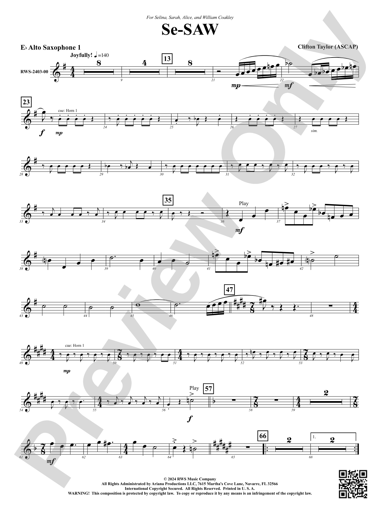 Se-SAW: 1st E-flat Alto Saxophone