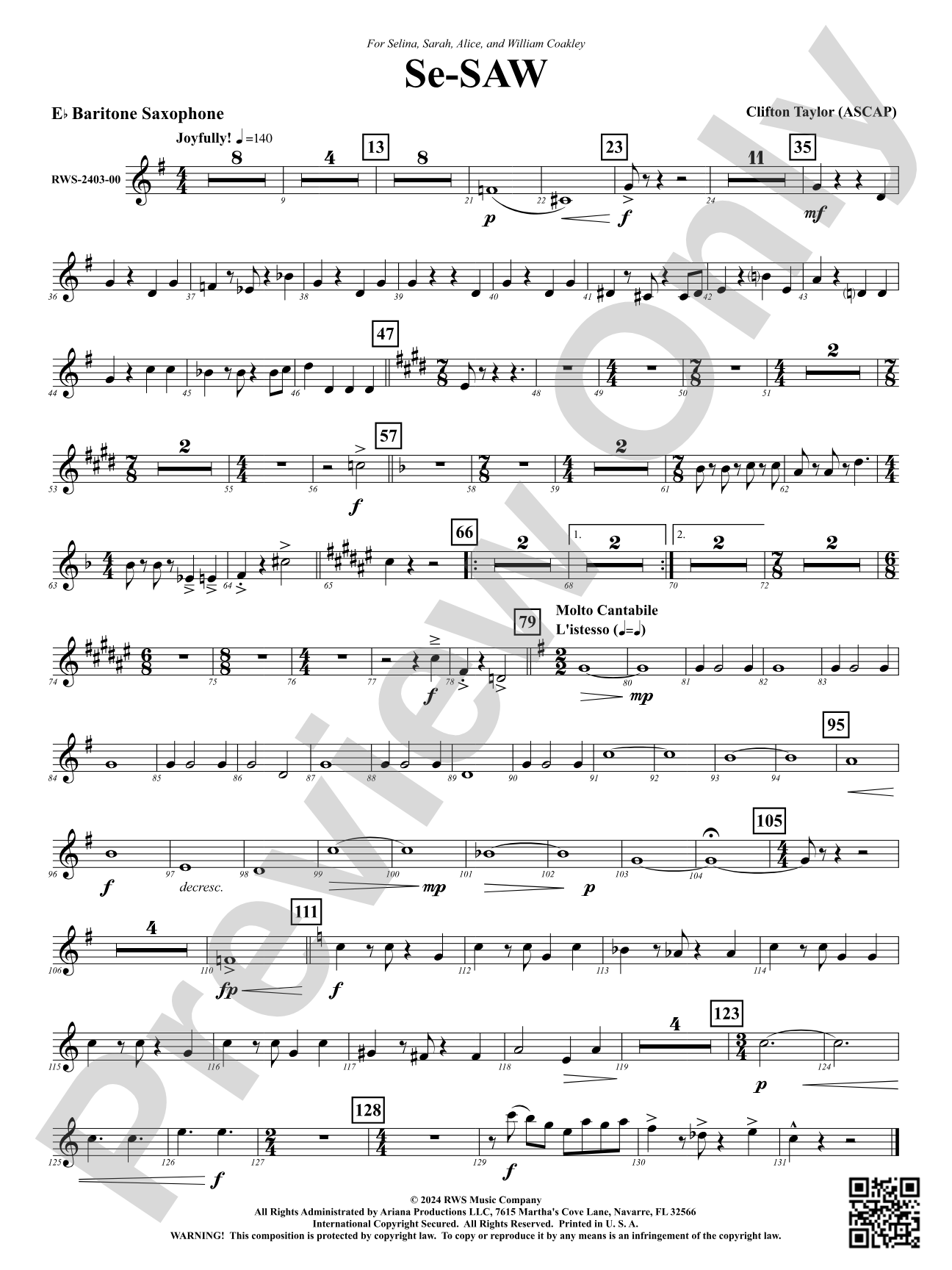 Se-SAW: E-flat Baritone Saxophone