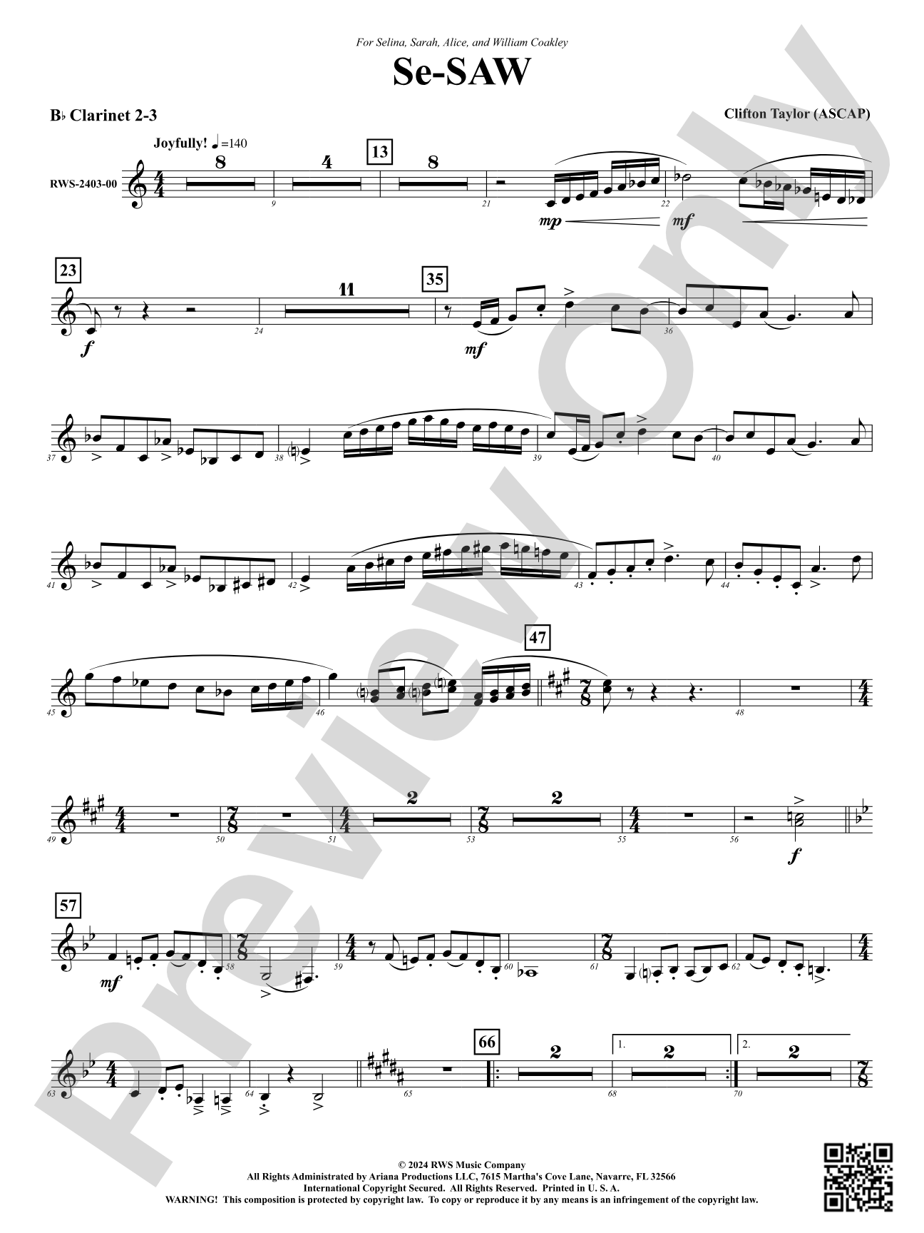 Se-SAW: 2nd & 3rd B-flat Clarinets