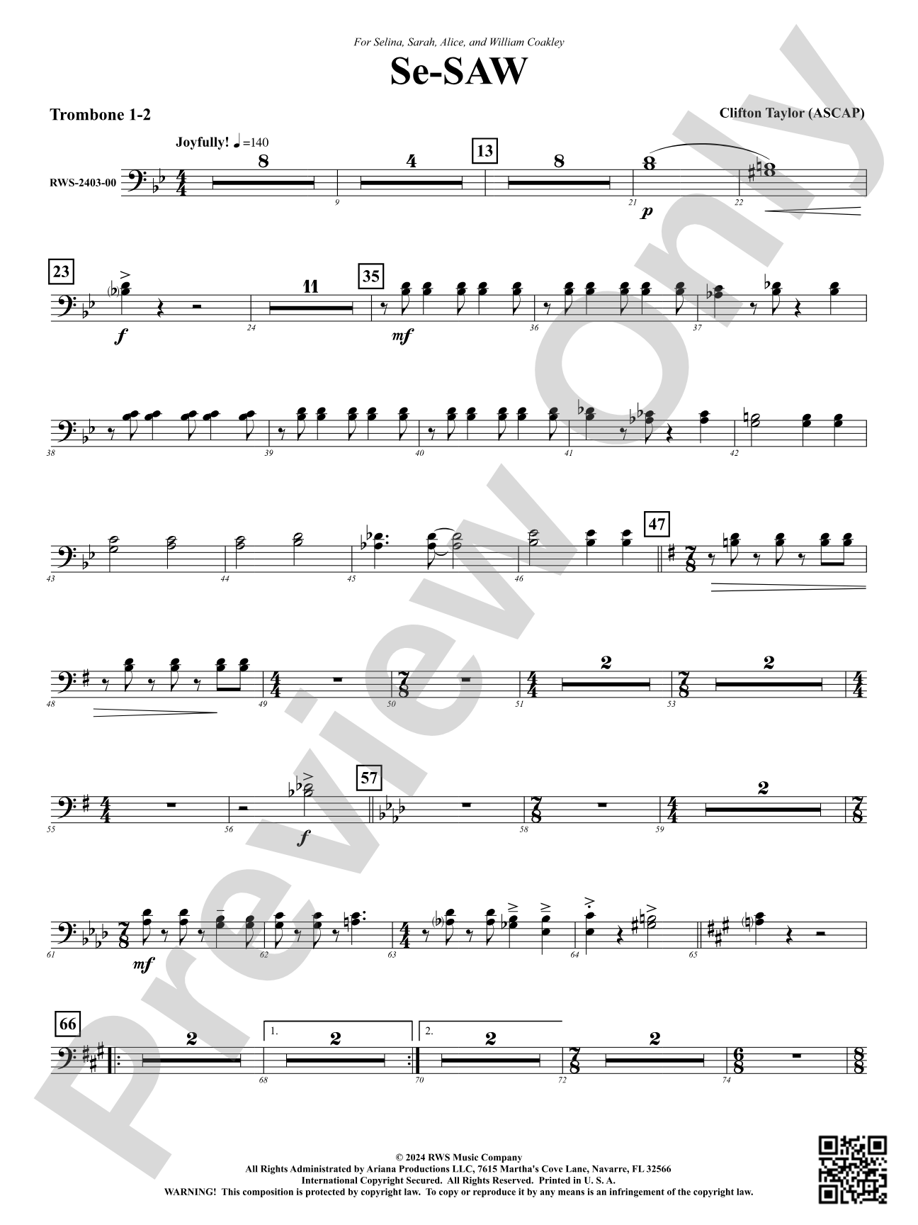 Se-SAW: 1st & 2nd Trombones