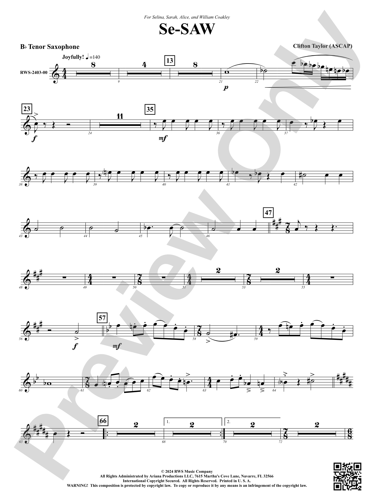 Se-SAW: B-flat Tenor Saxophone