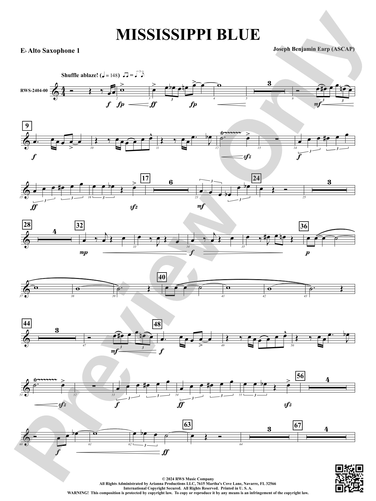 Mississippi Blue: 1st E-flat Alto Saxophone