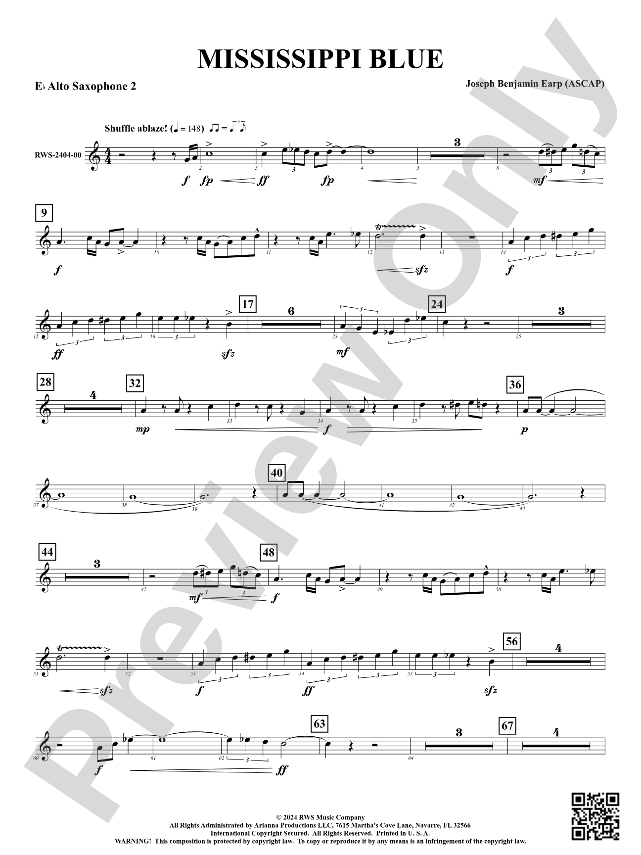 Mississippi Blue: 2nd E-flat Alto Saxophone