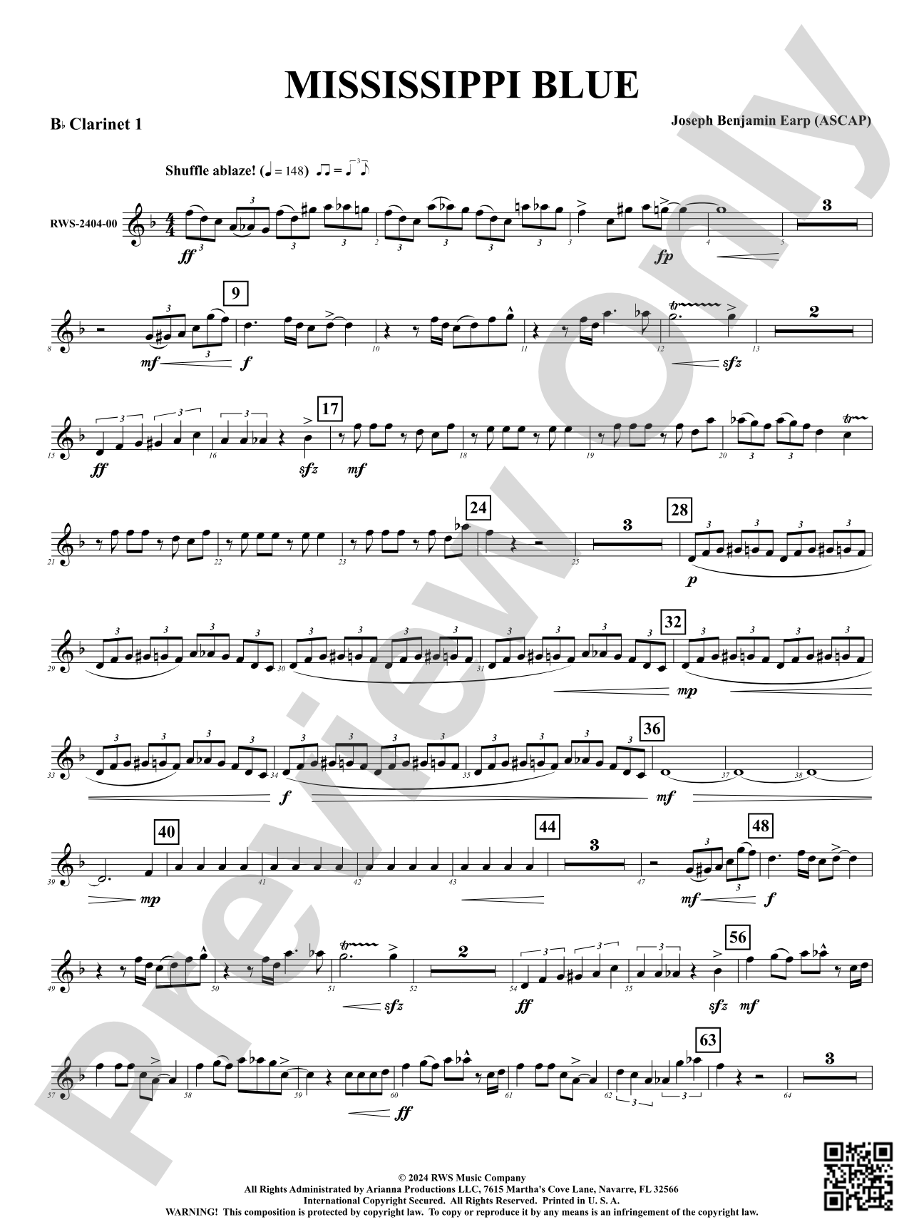 Mississippi Blue: 1st B-flat Clarinet